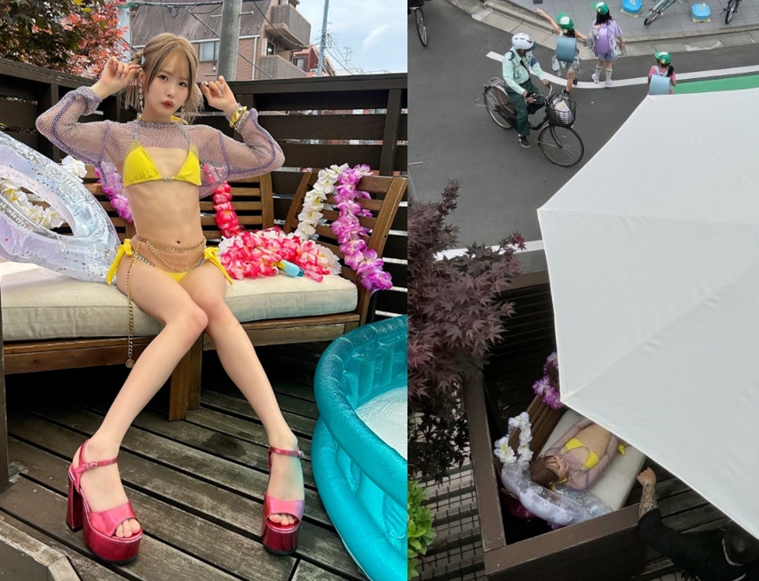 松本一香竟在小學生上下學的必經之路拍攝大尺度影像,慘遭抨擊地點不適當。(翻攝X@MatuMoto_Ich1ka