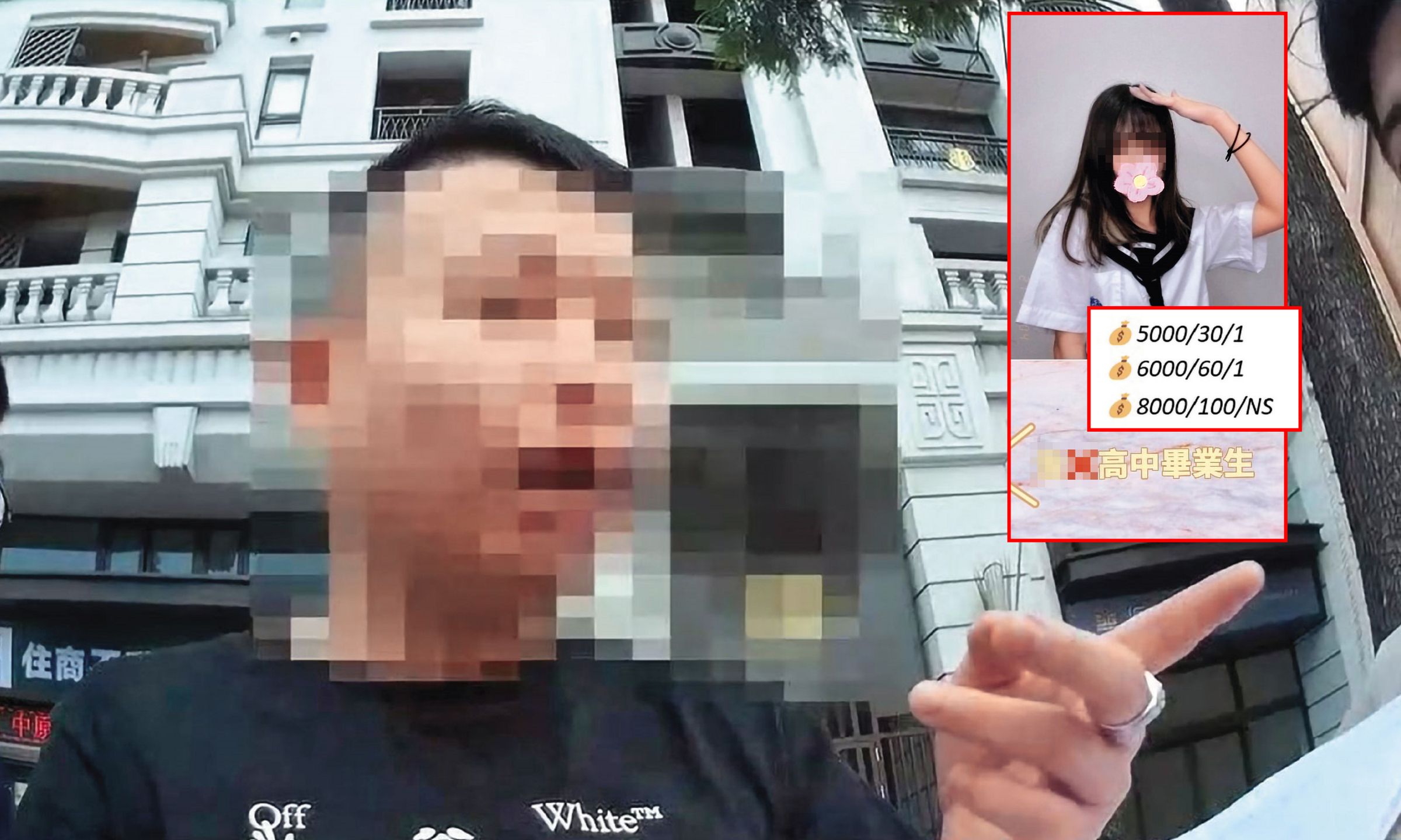 天道盟同心會分子杜聰安（左圖）開設應召站，除仲介外籍女子賣淫牟利，連未成年少女（右圖）也不放過。（翻攝畫面）