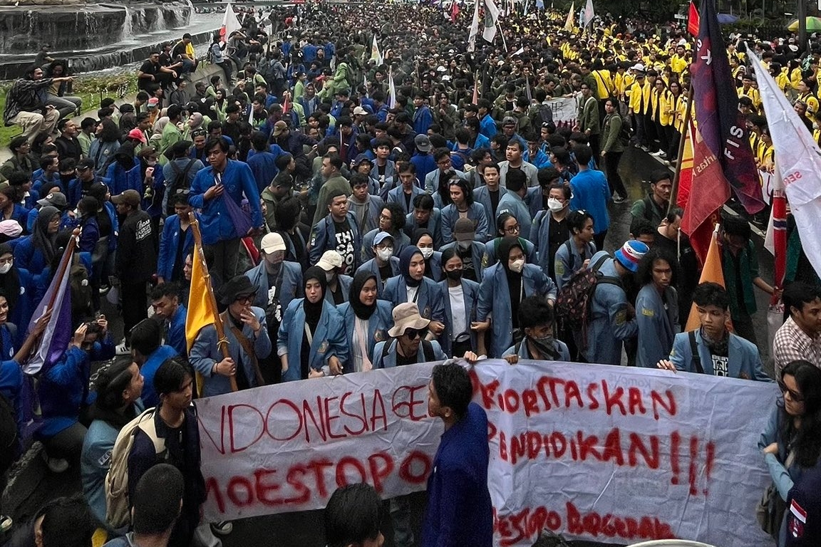 印尼反對國會議員特權的示威行動尚未平息。（翻攝自Ｘ）