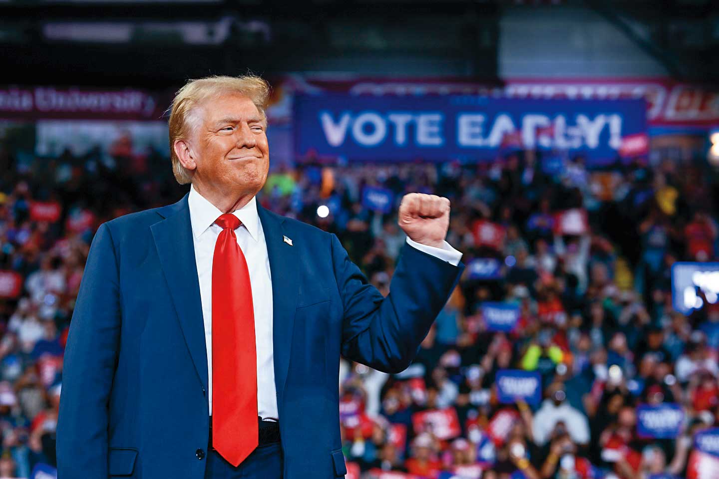 川普再度進入白宮，總結他的5大核心經濟政策為降稅、抑制通膨、調降利率、增加就業及政府瘦身。（翻攝Team Trump臉書）