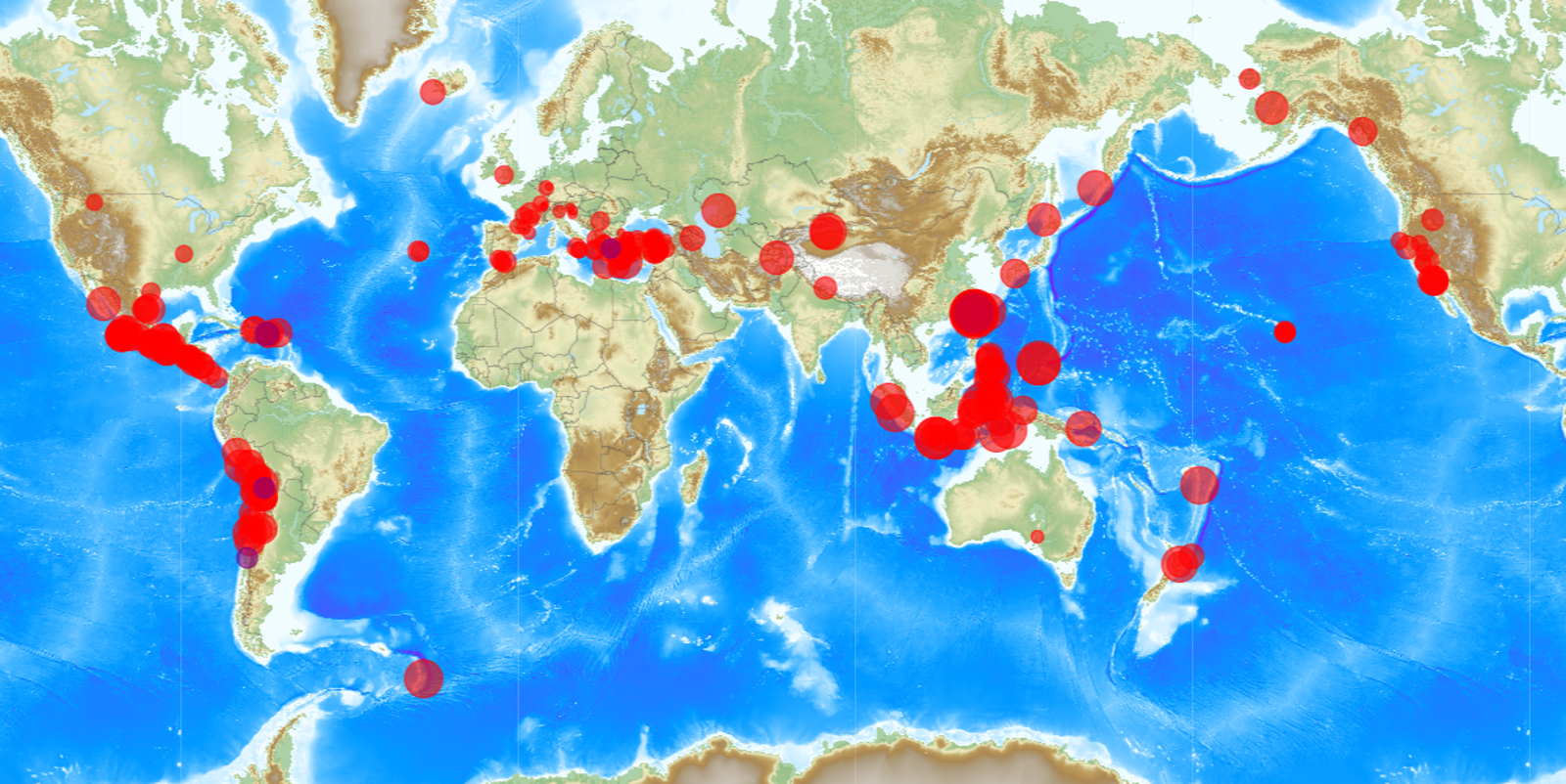 一張圖帶你看懂全球地震，台灣「刷一排數字」太恐怖。（翻自EMSC網站）