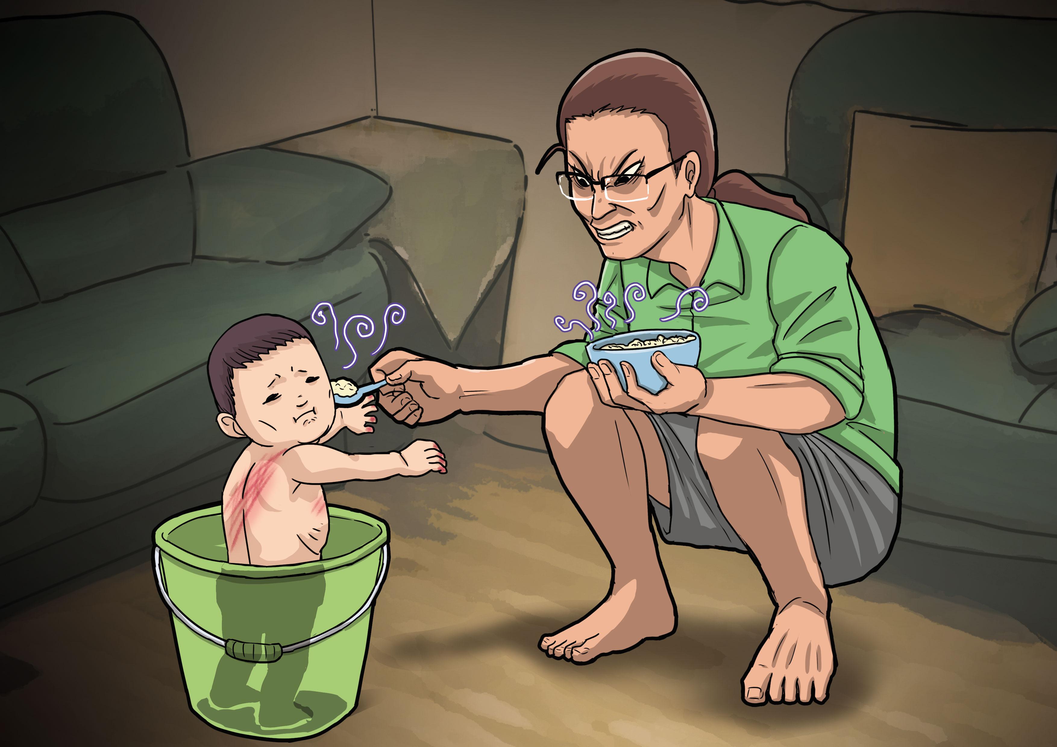 剴剴未依保母排定時間吃飯，竟常被餵隔夜及餿掉的飯菜。