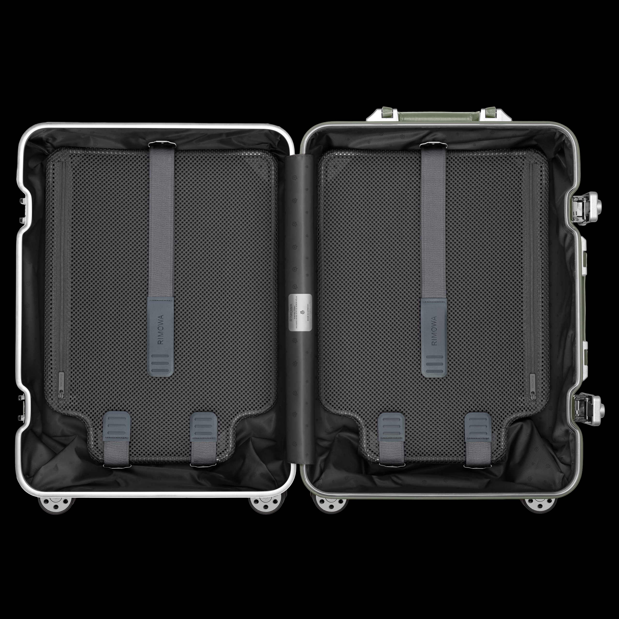 RIMOWA Original系列Twist Cabin Olive橄欖綠色行李箱內裝。(MINOSHIN提供)