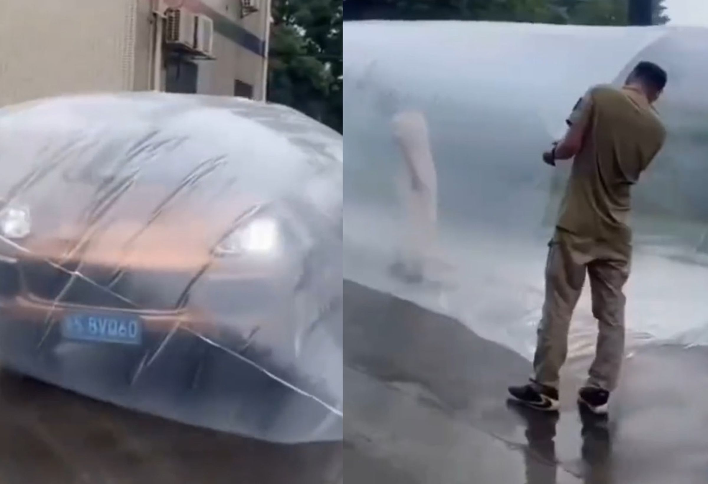 汽車專家提醒汽車防水套實用效果並不如預期,遇到淹水仍會進水成泡水車。(翻攝微博)