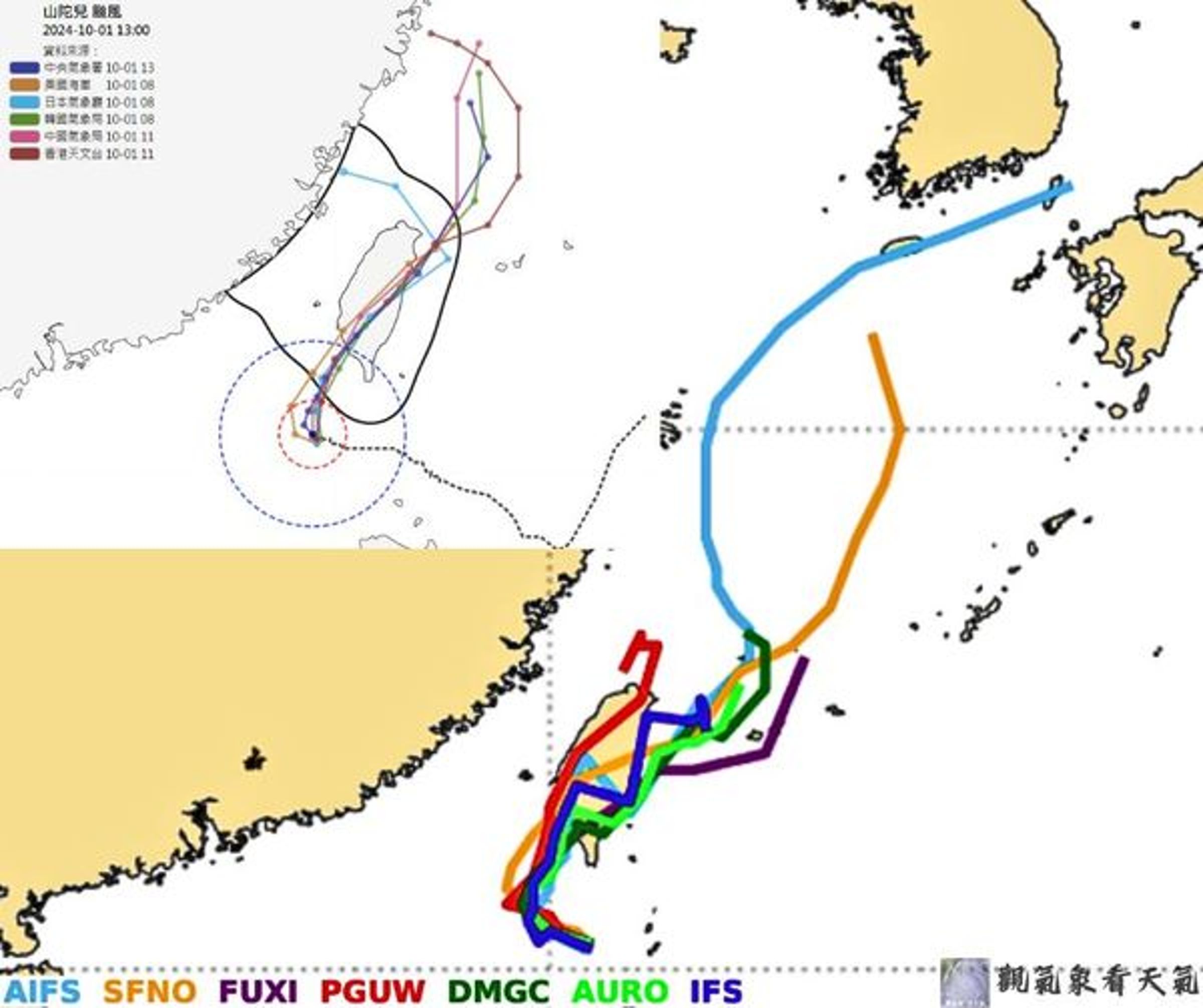 山陀兒AI最新路徑。(翻攝觀氣象看天氣臉書)