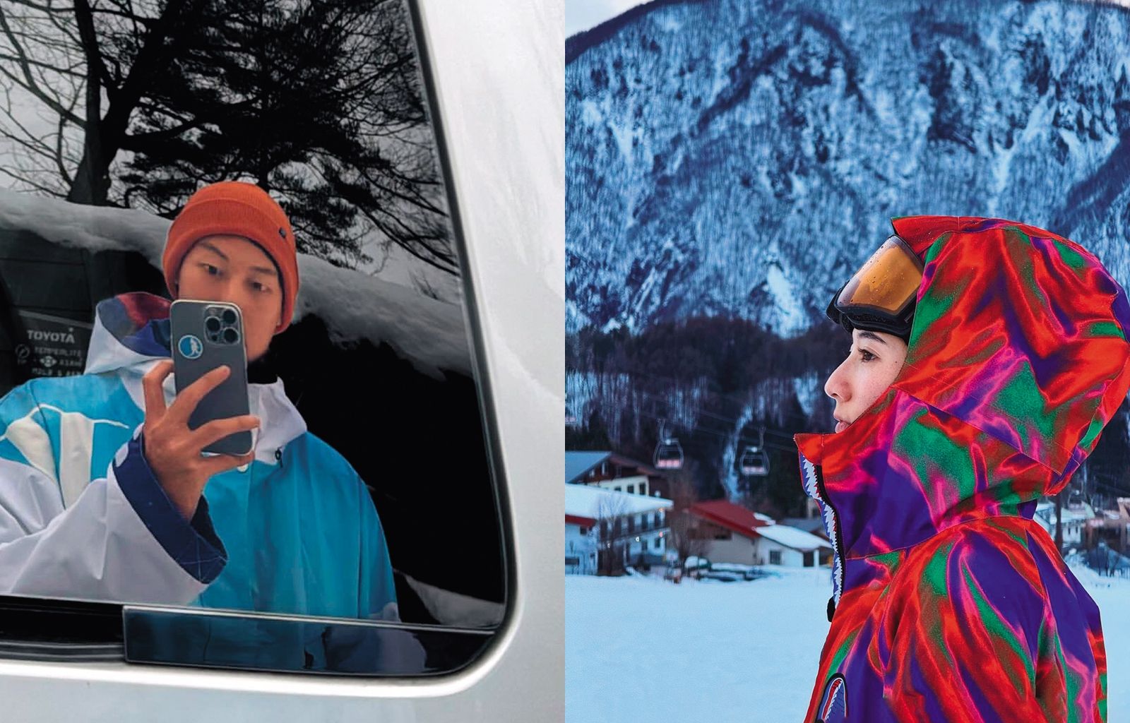 1月底，瑞瑪席丹（右圖）與Andy（左圖）把臂赴日本旅遊，且都在滑雪勝地白馬村打卡。（圖／翻攝自自Andy、瑞瑪席丹IG）