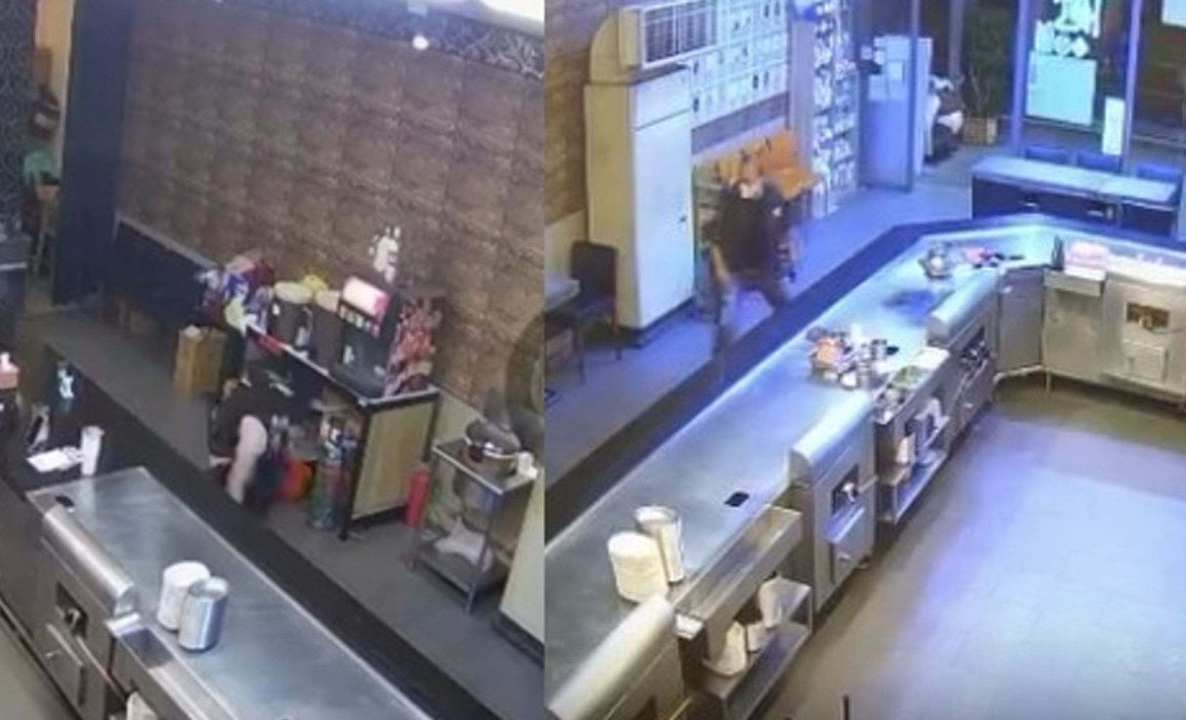 鐵板燒店員原本上前招呼客人,沒想到褲子突然滑落嚇跑客人。(翻攝threads@_tbw.2013)