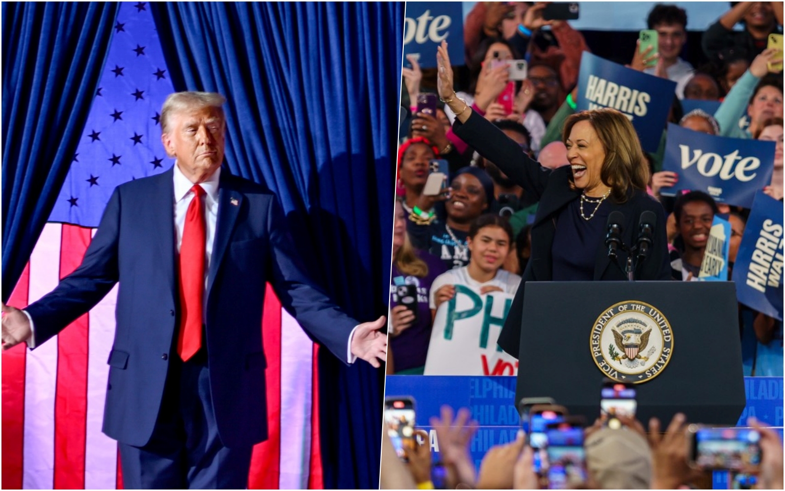 美國大選投票登場，川普與賀錦麗選前之夜最後衝刺。（翻攝自臉書）