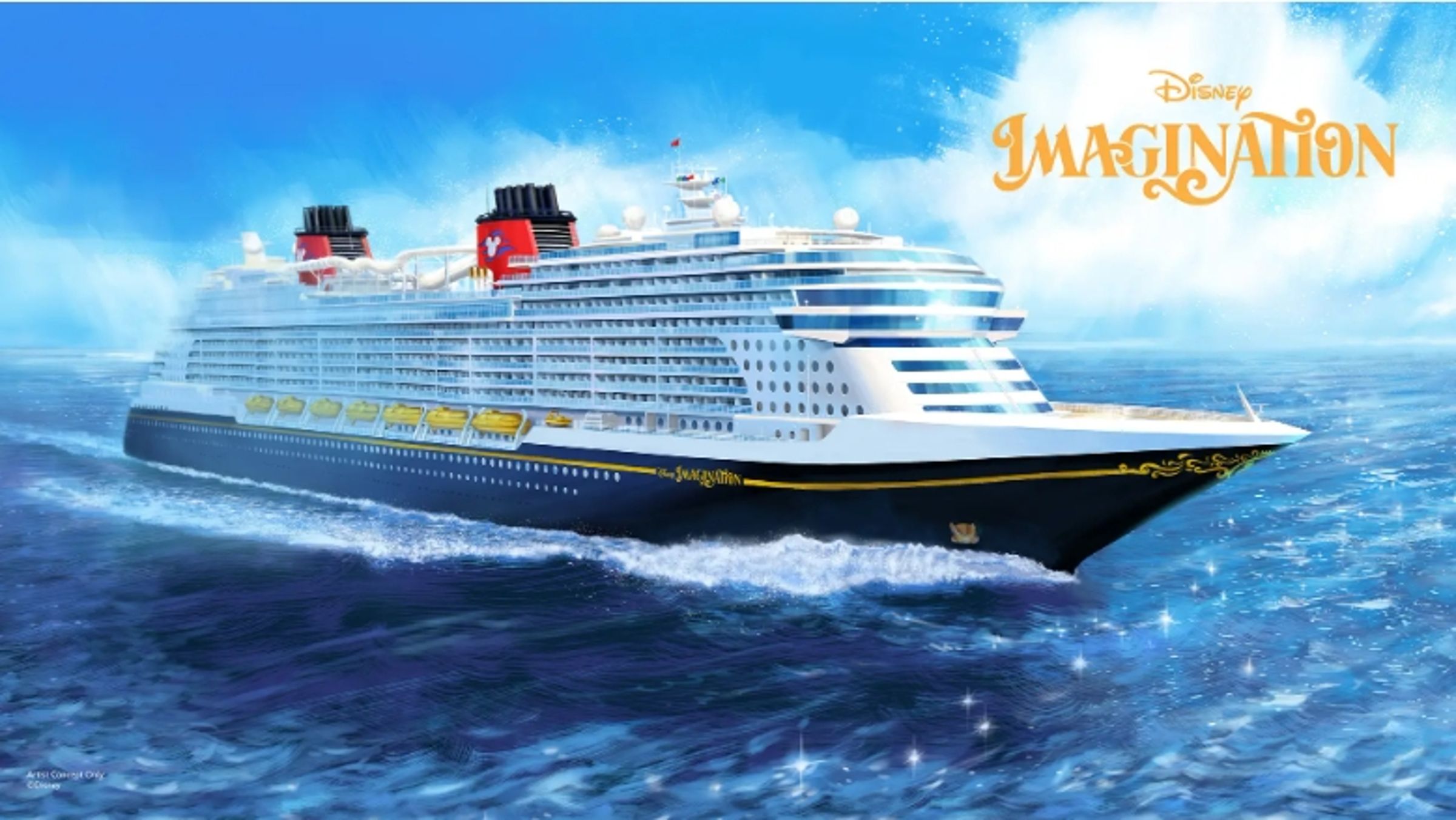 日本首艘迪士尼郵輪命名「Disney Imagination」,船名靈感來自迪士尼故事的核心「想像力」。(翻攝PR Times/©Disney)