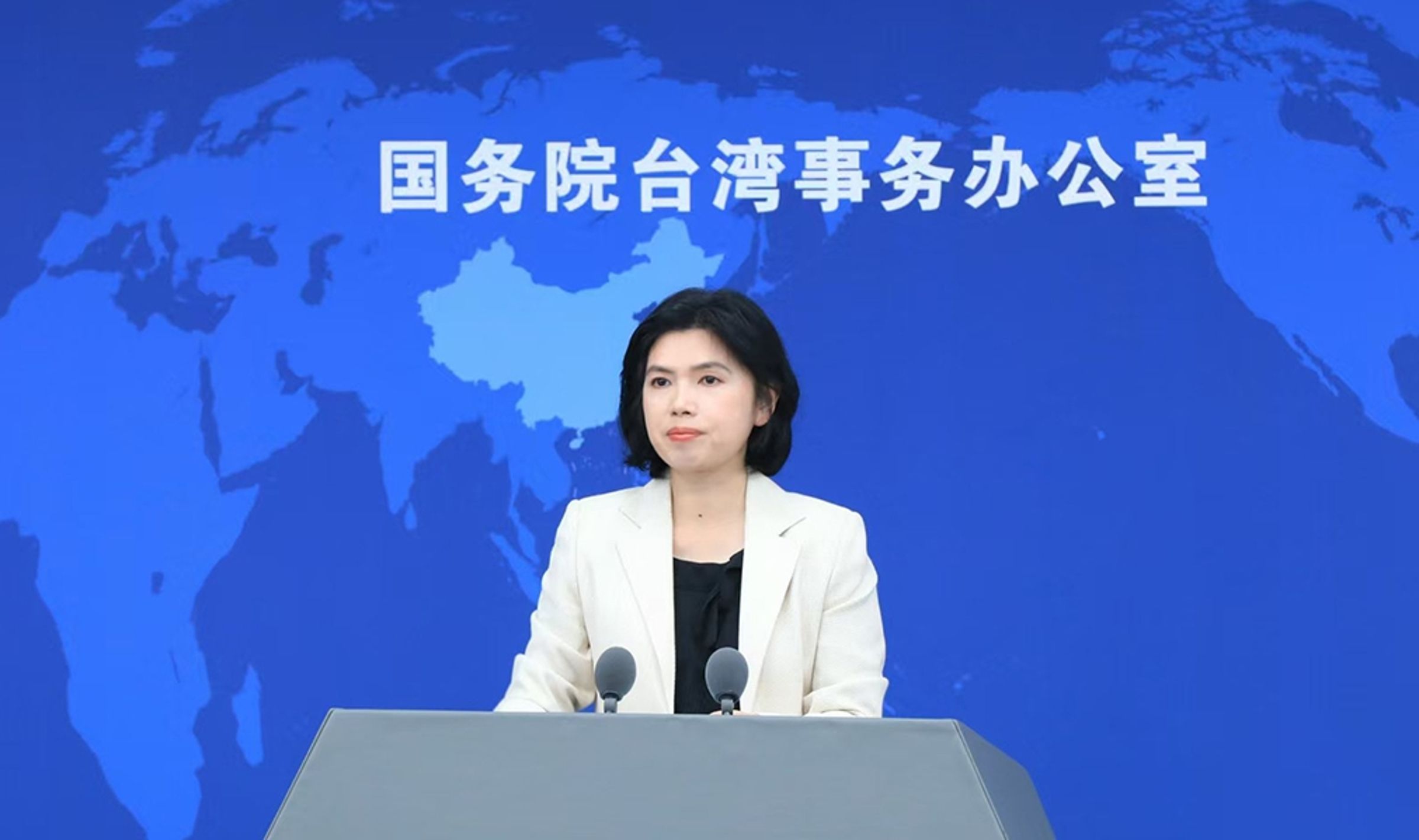 朱鳳蓮今天在記者會上,狠酸台積電已成民進黨當局討好美國的「投名狀」,「台積電變成『美積電』是遲早的事」。(翻攝自國台辦微博)