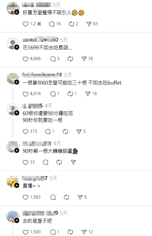 大量網友湧入留言批定價太高。（翻攝自Threads）