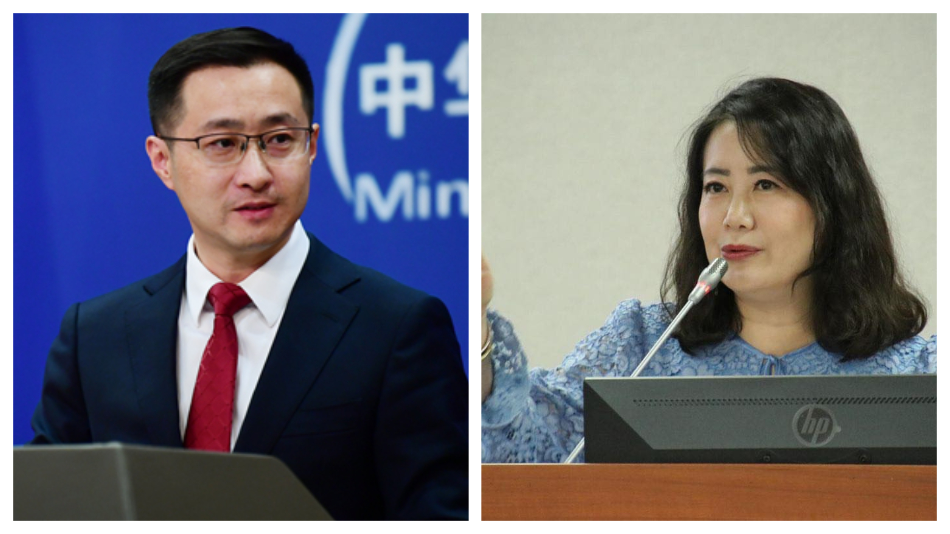 對於美國軍援，中方再次跳腳喊話，吳思瑤回嗆，台灣的國防輪不到中國來說嘴。（翻攝自中國外交部官網、臉書＠吳思瑤）