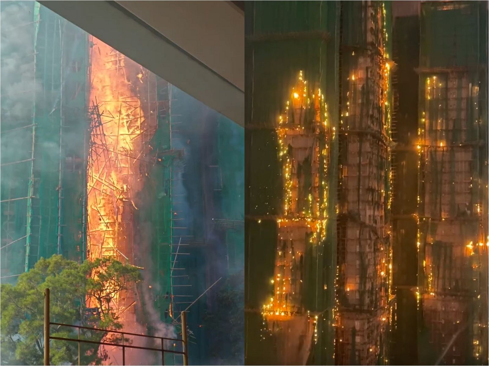 香港宏福苑火燒7大樓!傳「工人亂丟菸蒂」點燃棚網 10分鐘狂燒整棟