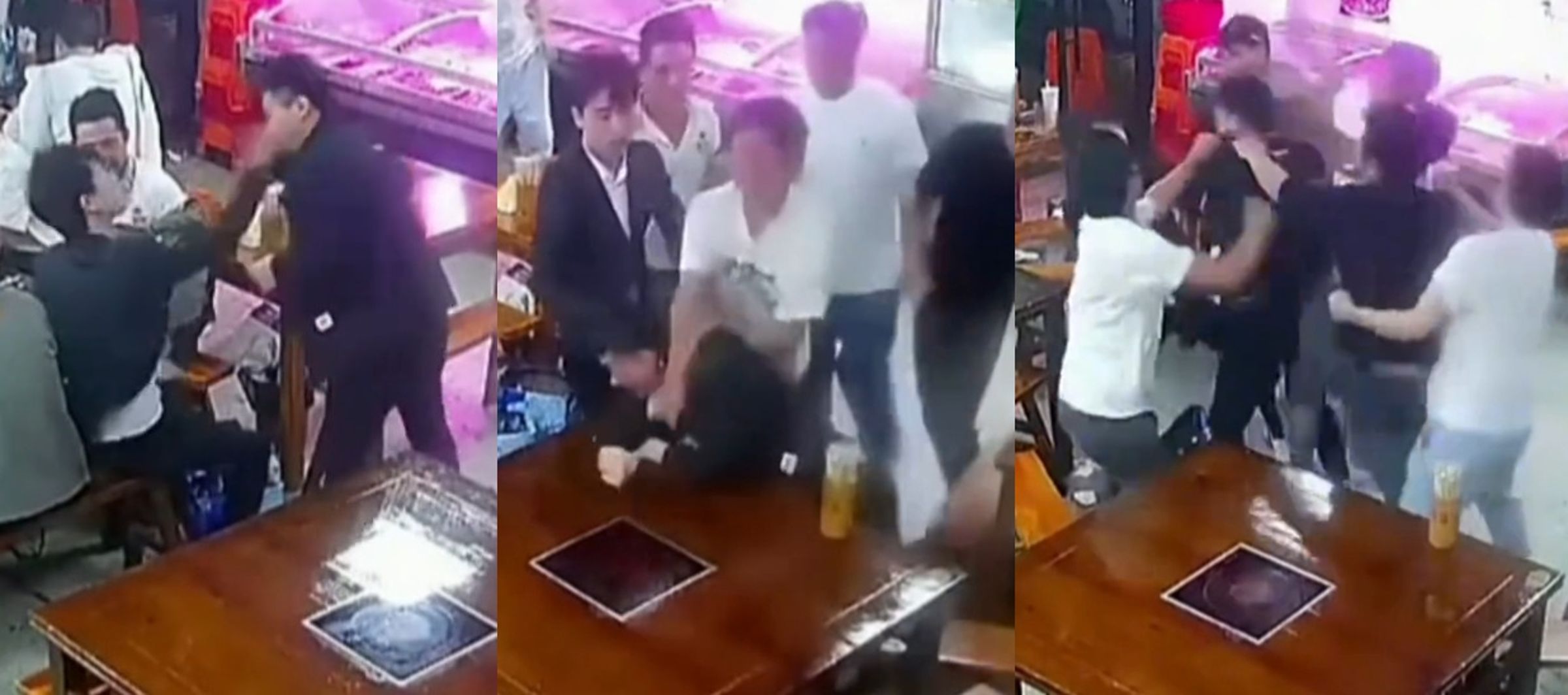 囂張挑釁的男子反被一票人圍毆,將他壓制在地暴打。(翻攝抖音@向南09-12—11-12)