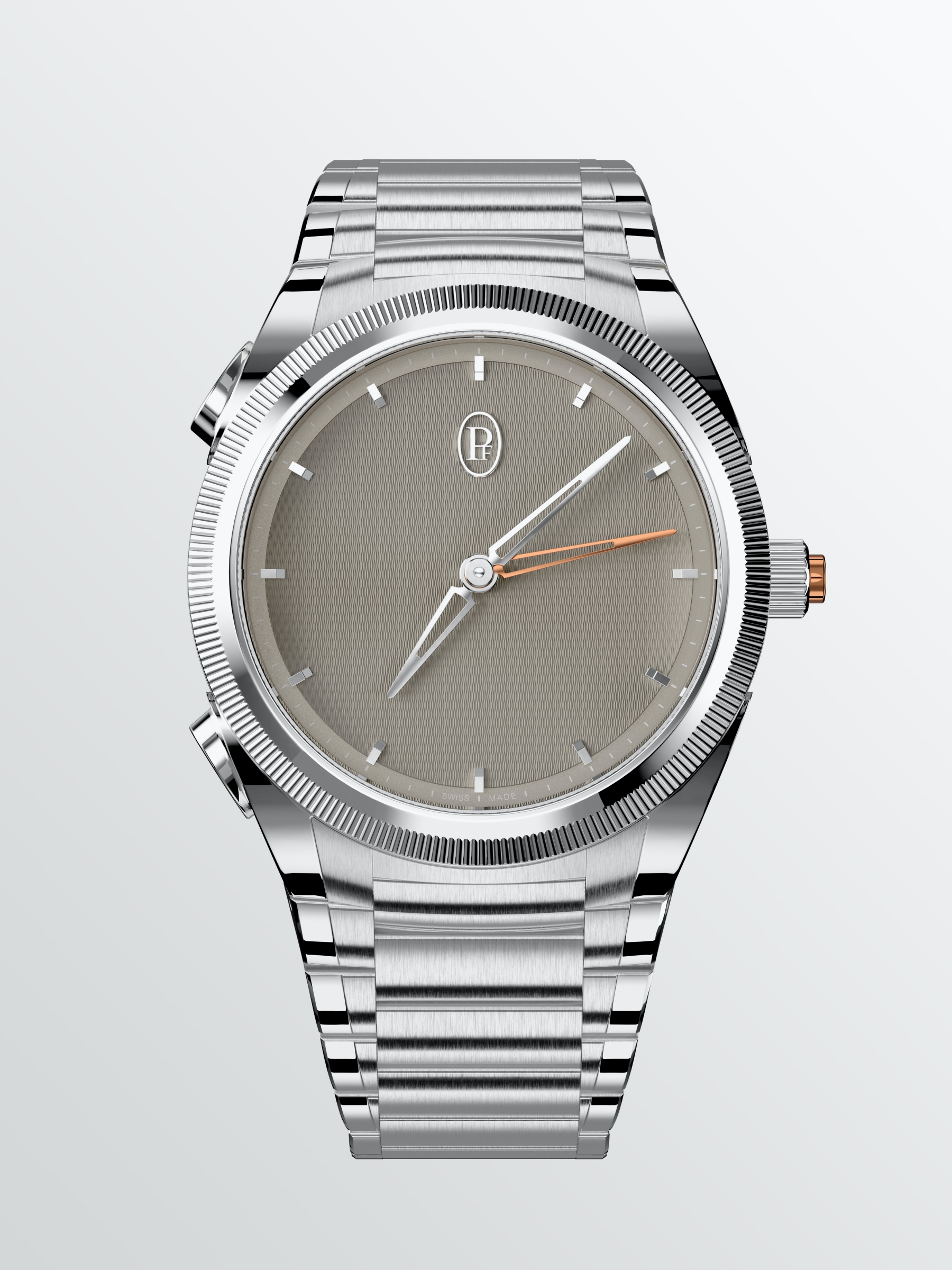 PARMIGIANI Tonda PF Minute Rattrapante「追針倒數計時腕錶」。功能：時、分指示；追針式倒數計時；機芯：自動上鏈機芯；定價約NT$1,019,000。