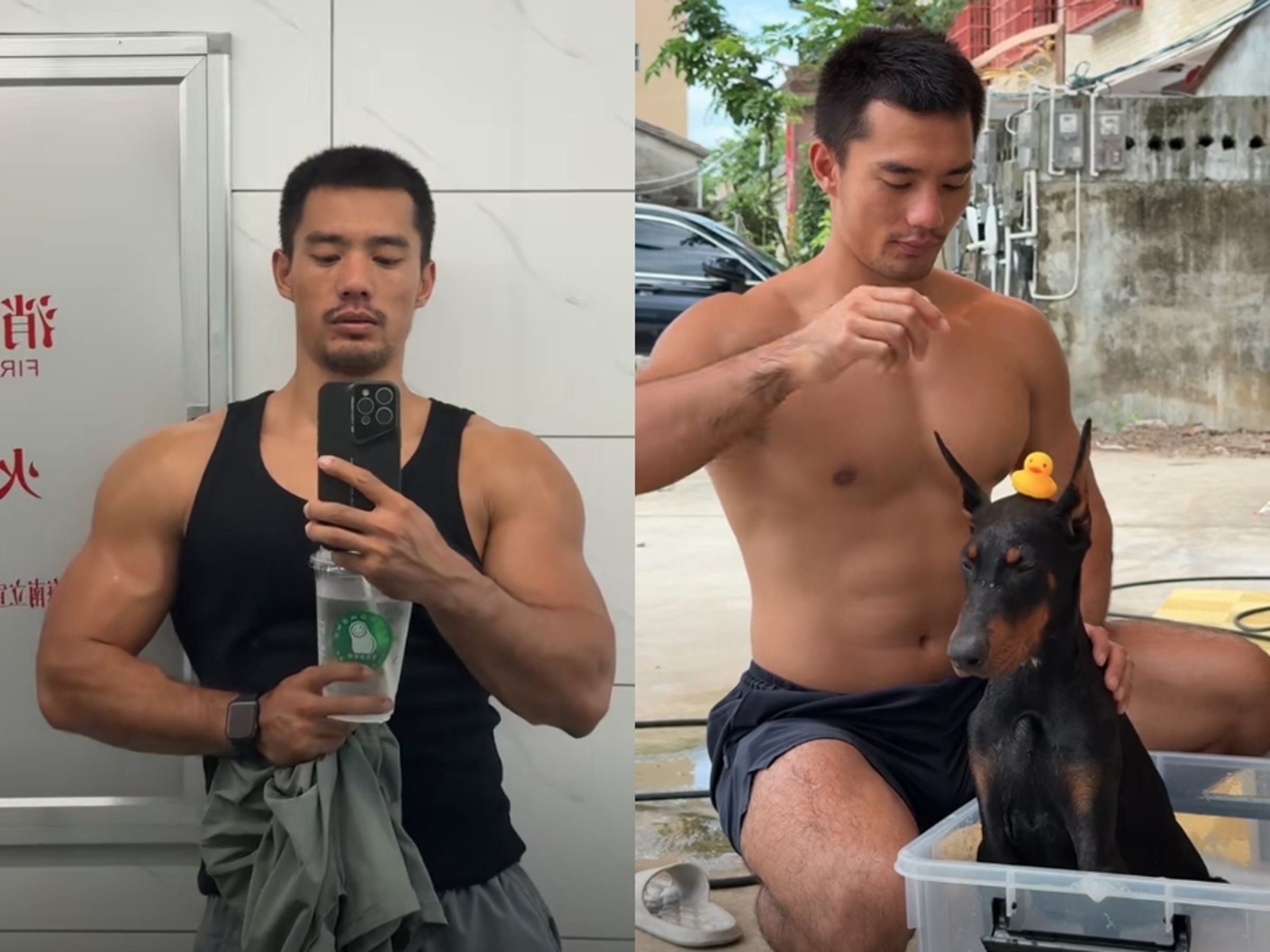 李書達的英勇事蹟被網路瘋傳,全因為他長相帥氣且擁有精壯身材。(翻攝自抖音)