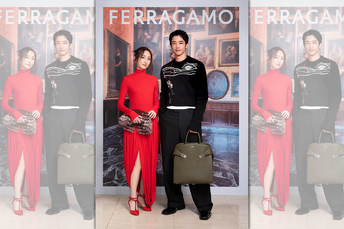 柯佳嬿（左）與劉以豪（右）受邀出席Ferragamo新光三越台中中港店新店開幕活動。（Ferragamo提供）
