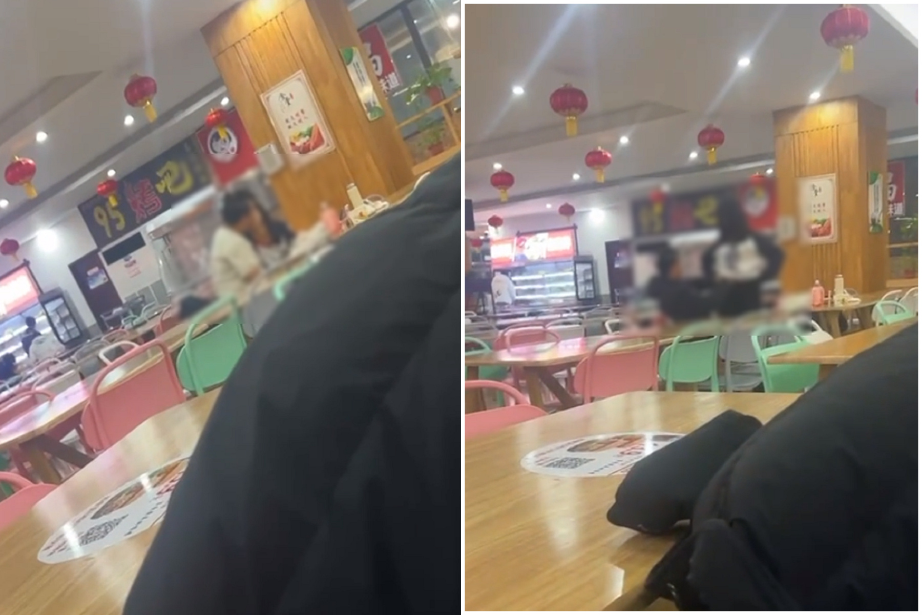 中國頻傳大學食堂變砲房，真食色性也！又有情侶吃飯公然「裸體運動」。（翻自《黑料不打烊》）