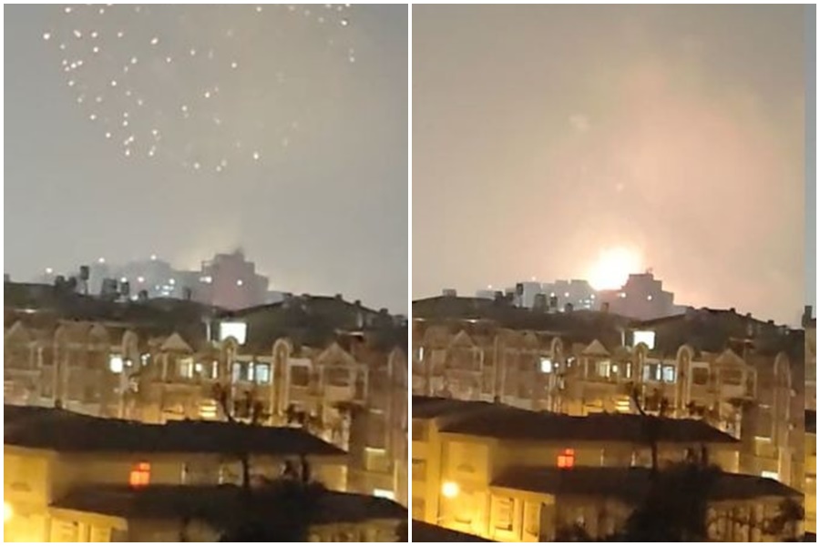 昨晚屏東市區廟會燃放大型煙火，同時段屏東縣長治鄉一間牛皮紙工廠發生火警，引發民眾關心。（翻攝臉書「屏東小鎮資訊」）