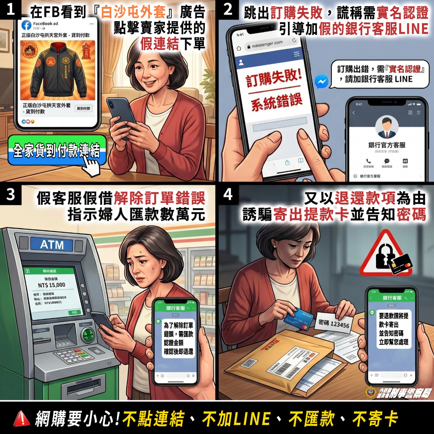 刑事局製作反詐騙宣導圖。（刑事局提供）