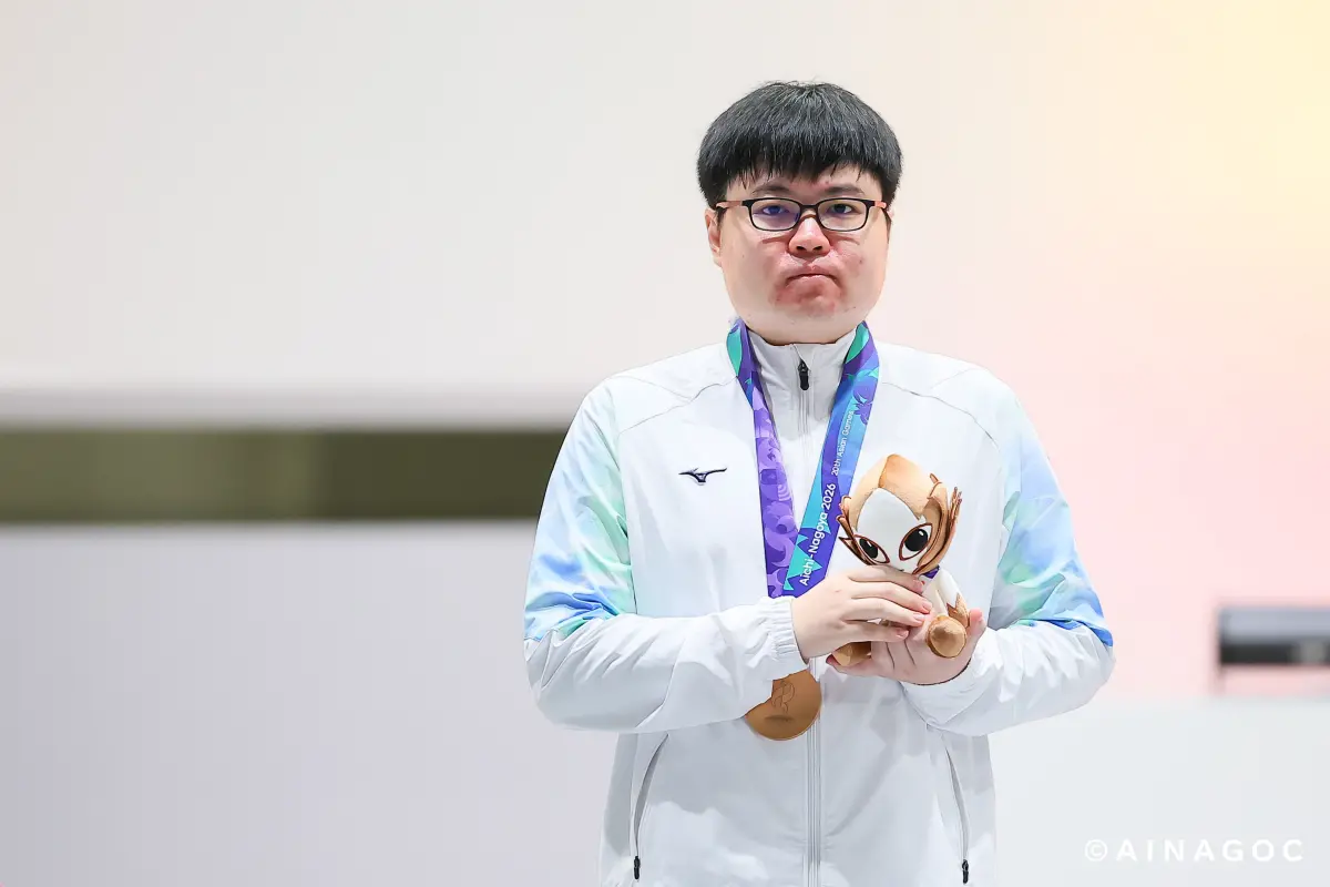 32歲台大碩士好手郭子昂於2026愛知名古屋亞運《魔法氣泡》項目勇奪銅牌,為台灣電競代表隊進帳第2面獎牌。(名古屋亞運提供)
