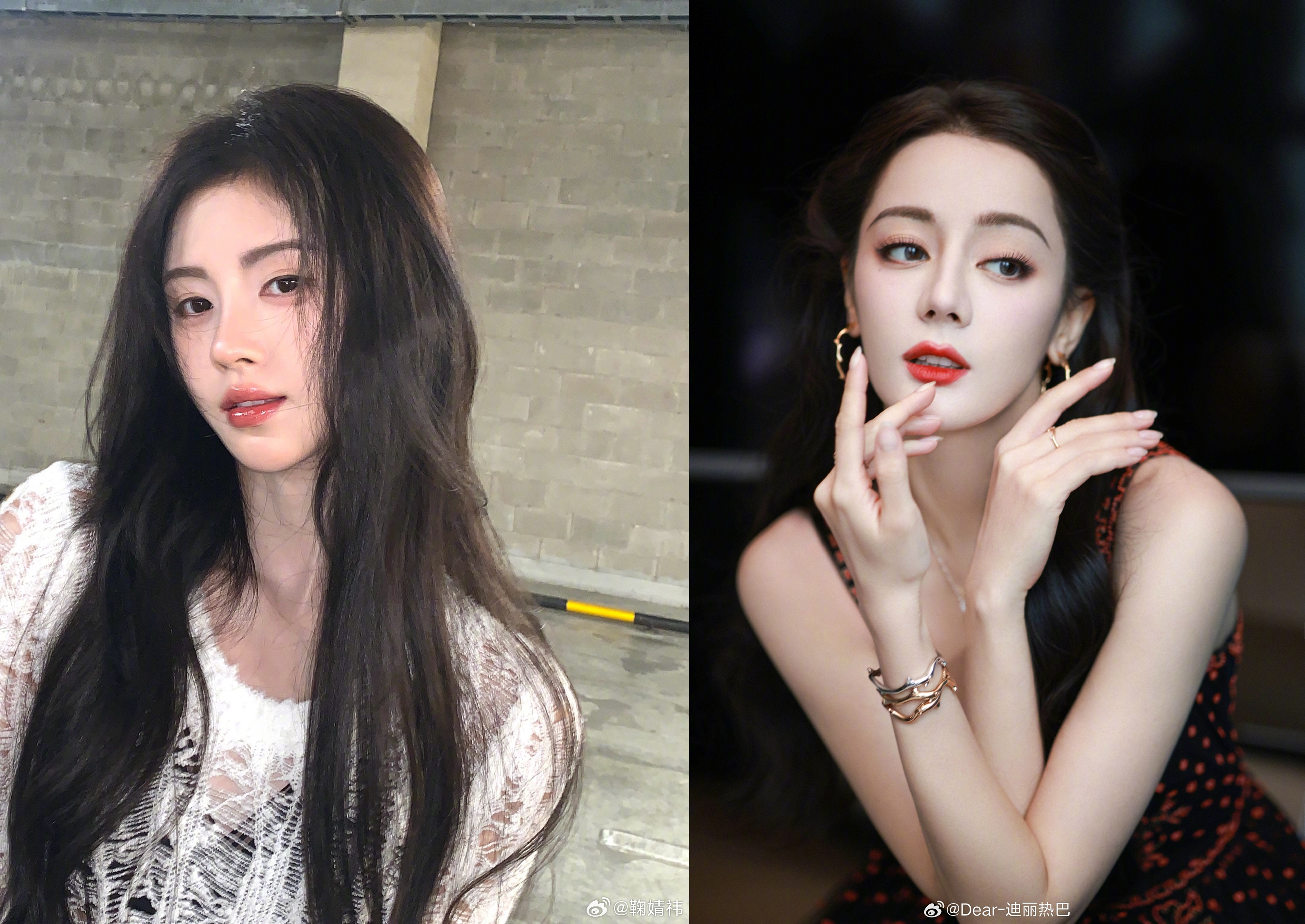 素以美貌聞名的迪麗熱巴，在網友發起的「最美女演員」投票中只得到第3名，票數只有冠軍鞠婧禕的3分之1。（鞠婧禕/迪麗熱巴微博）