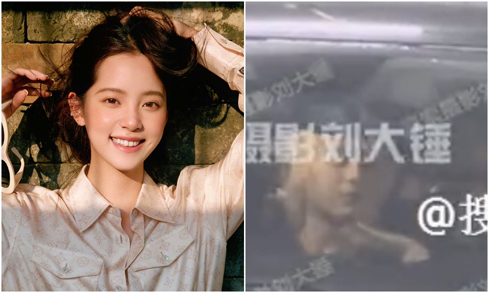 歐陽娜娜疑似和大她6歲的鼓手安雨關係親密，不但一起上同一輛車，歐陽娜娜還摸男方下巴逗弄。（翻攝自微博）