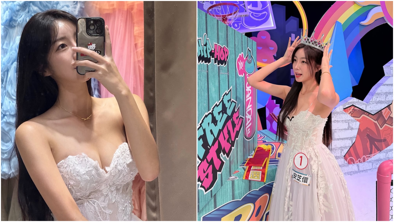 安芝儇深V禮服罕露事業線，網友暴動。（翻攝IG）