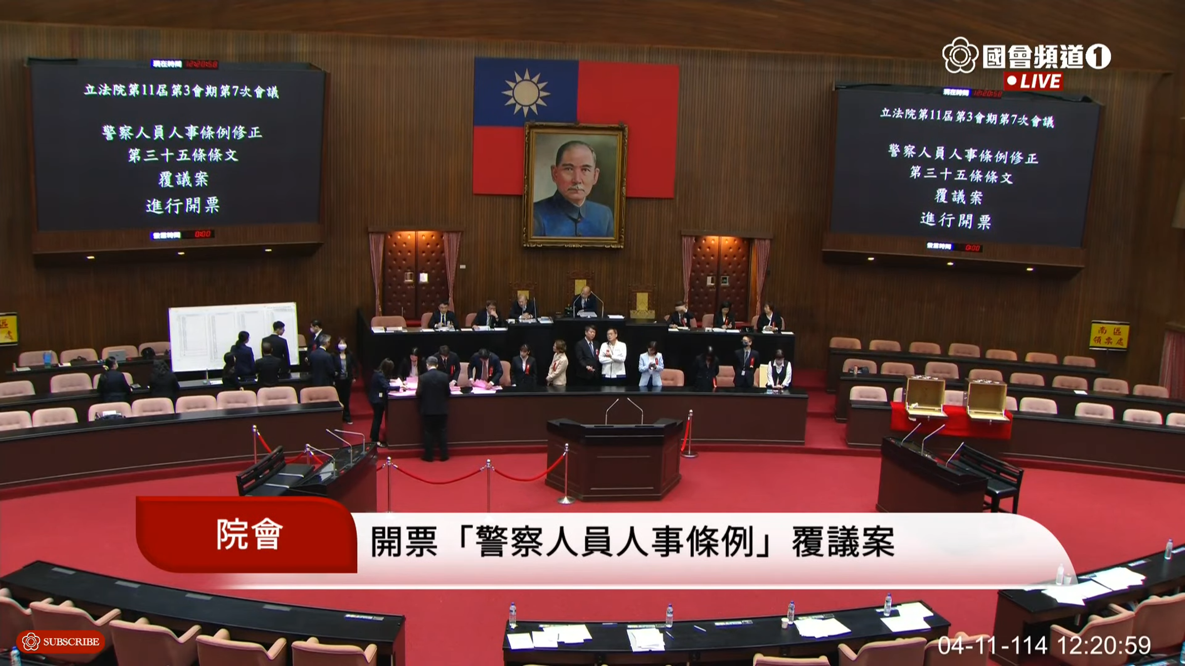行政院提出之覆議案今在立法院遭藍白以人數優勢封殺。（翻攝自國會頻道）