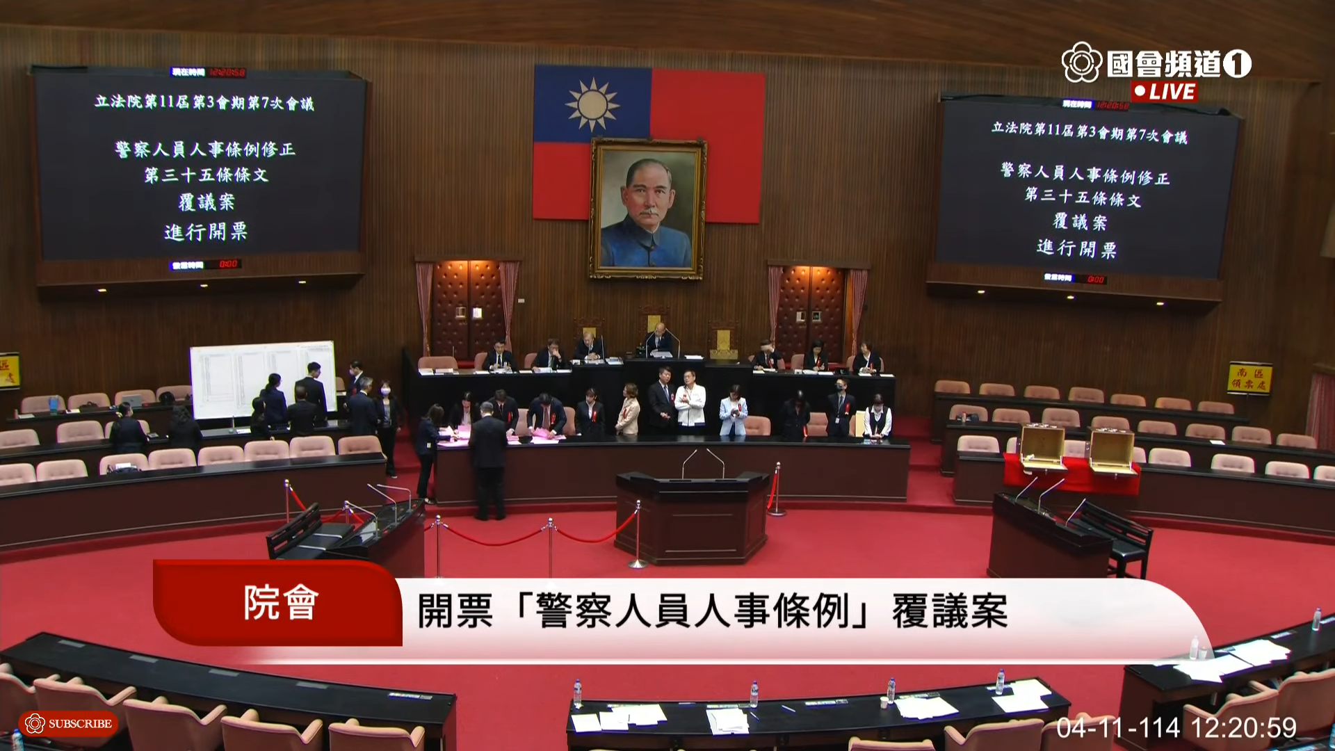 行政院提出之覆議案今在立法院遭藍白以人數優勢封殺。（翻攝自國會頻道）