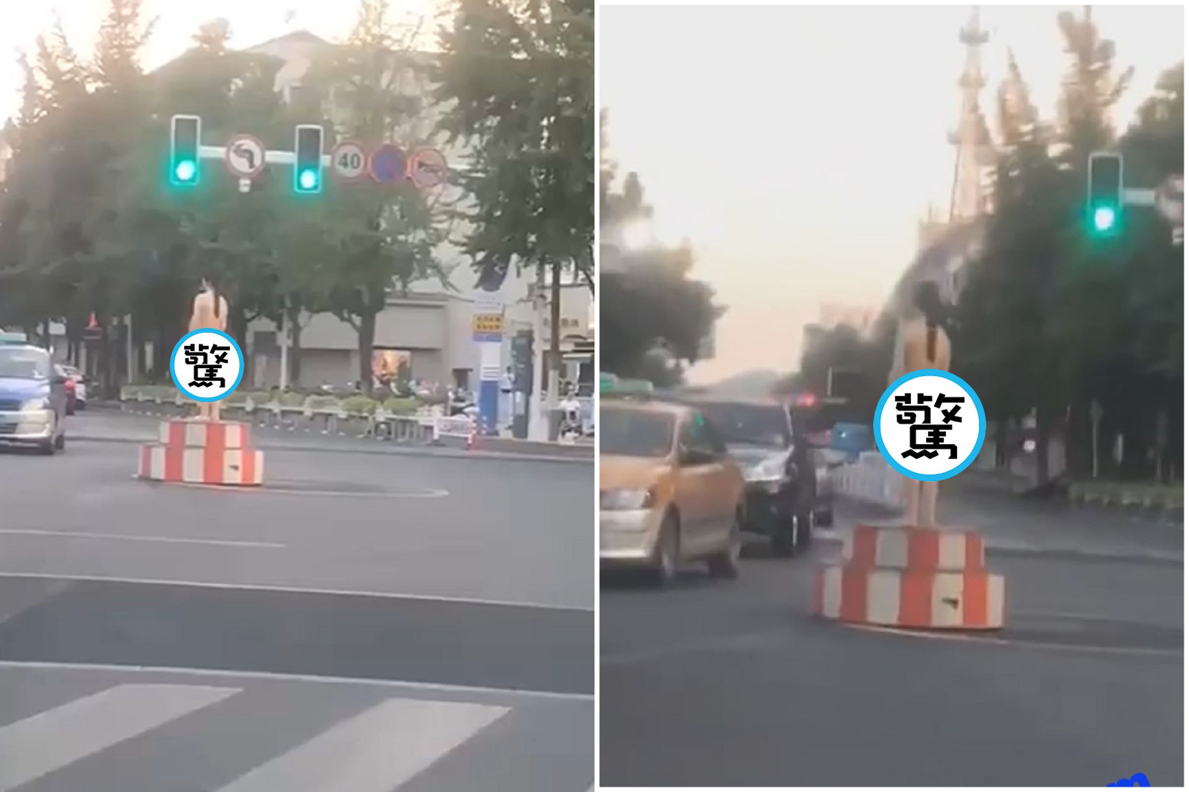 中共交警竟是裸女?一絲不掛站崗,老司機們全驚呆。(翻自《黑料網》)