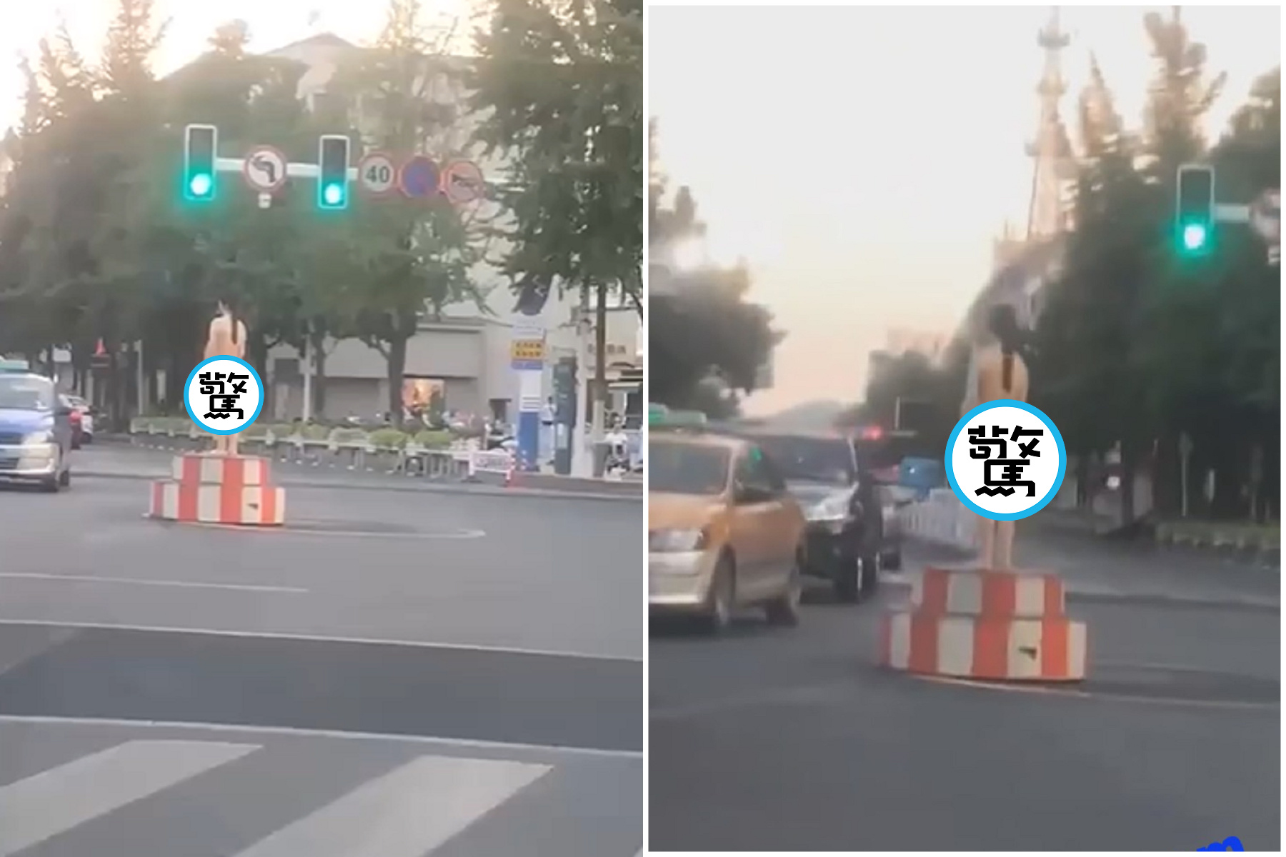 中共交警竟是裸女？一絲不掛站崗，老司機們全驚呆。（翻自《黑料網》）