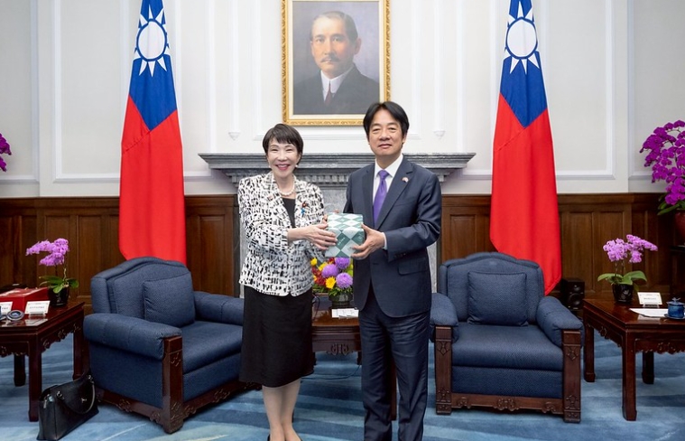 總統府祝賀高市早苗成為日本首位女首相。圖為先前高市早苗來台畫面。(取自總統府官網)