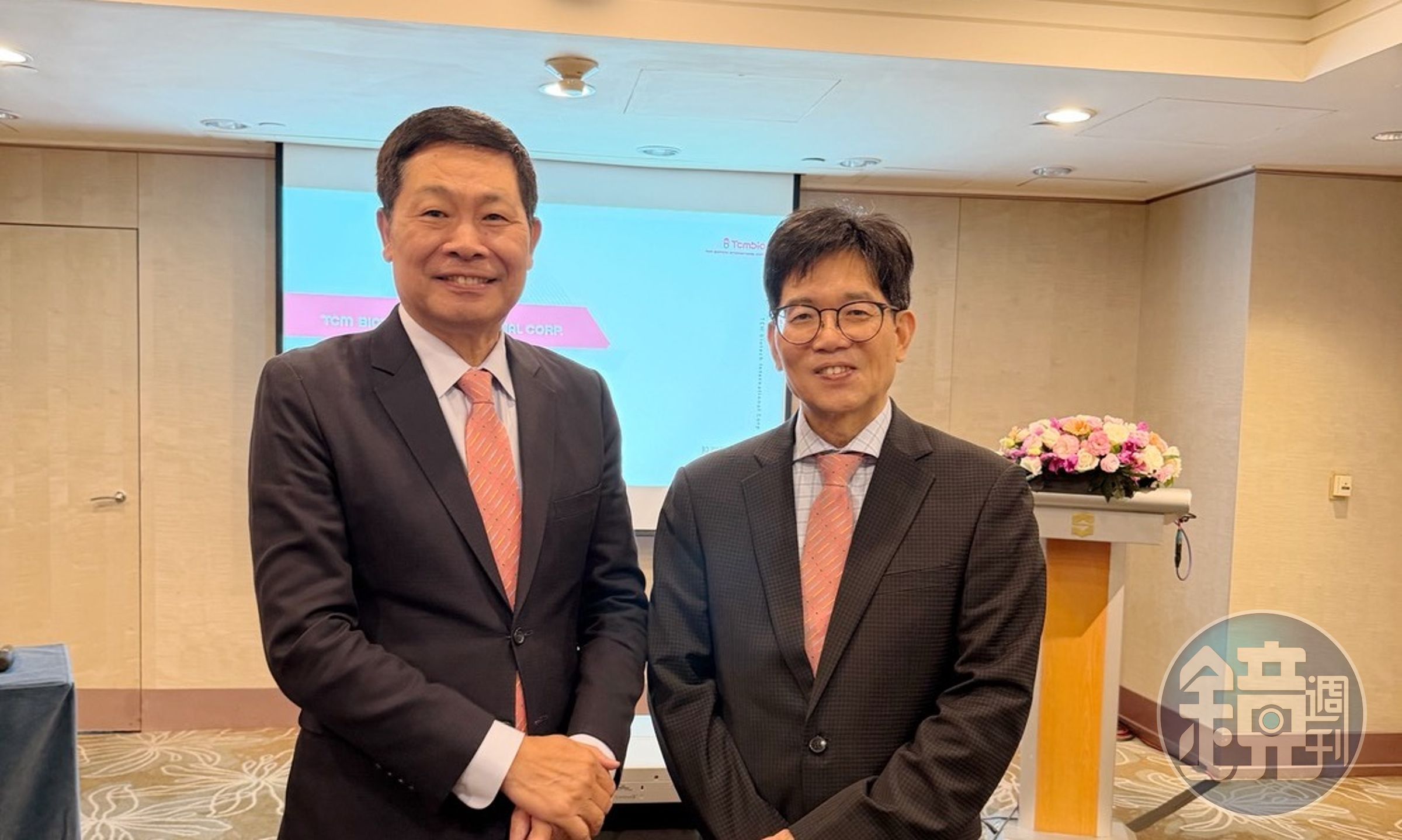 泰宗預計4月初掛牌上市，董事長徐煥清(左)、總經理王雅俊(右)在記者茶敘上談營運展望。徐煥清認為健康醫療產永遠都有機會在。