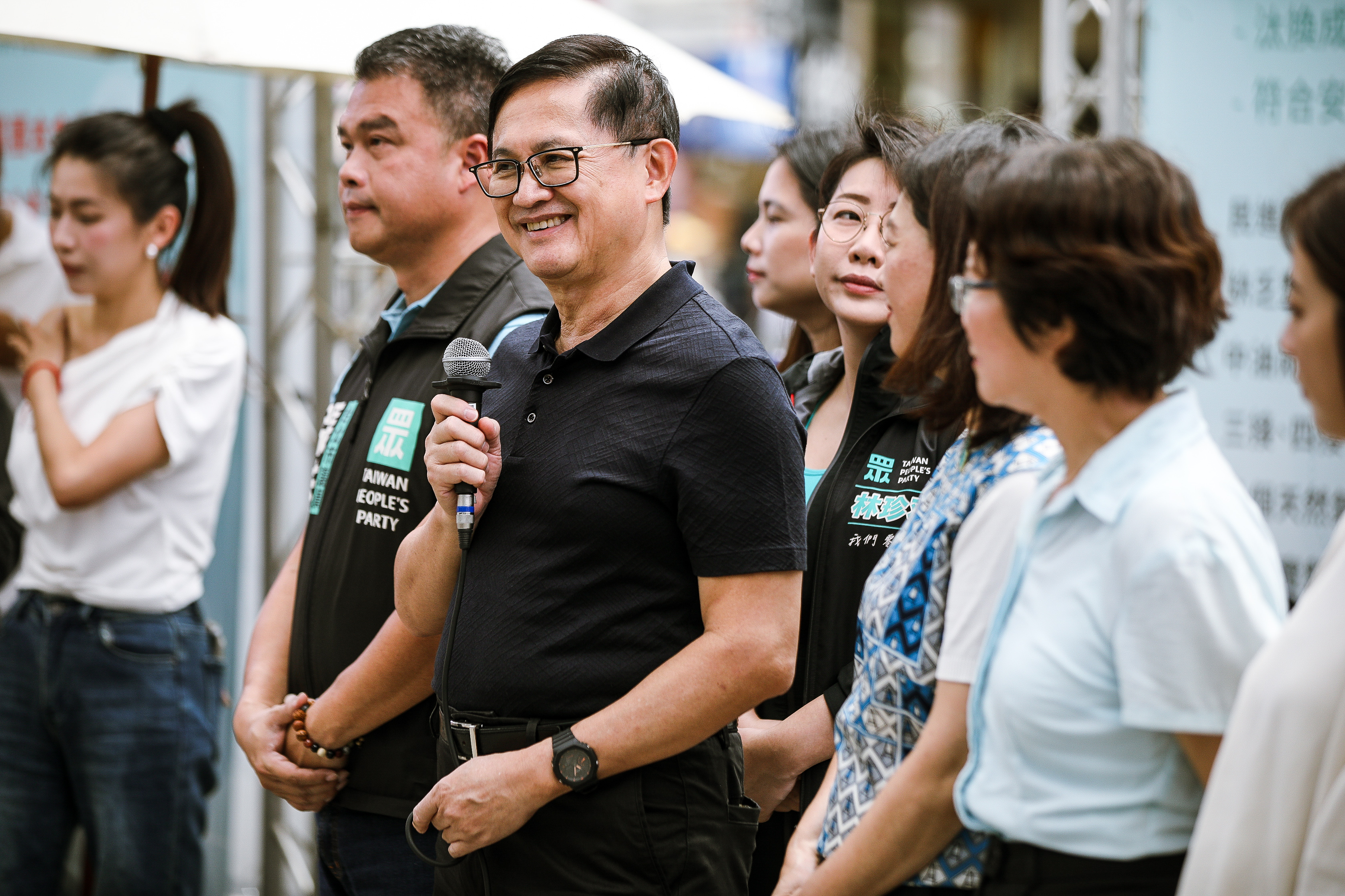 童子賢今日上午參加「從核說起：823核三延役公投特展」。（鏡報鄒保祥）