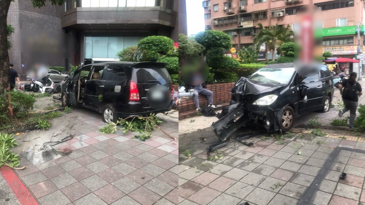 松山機場附近今天發生車禍。（警方提供）