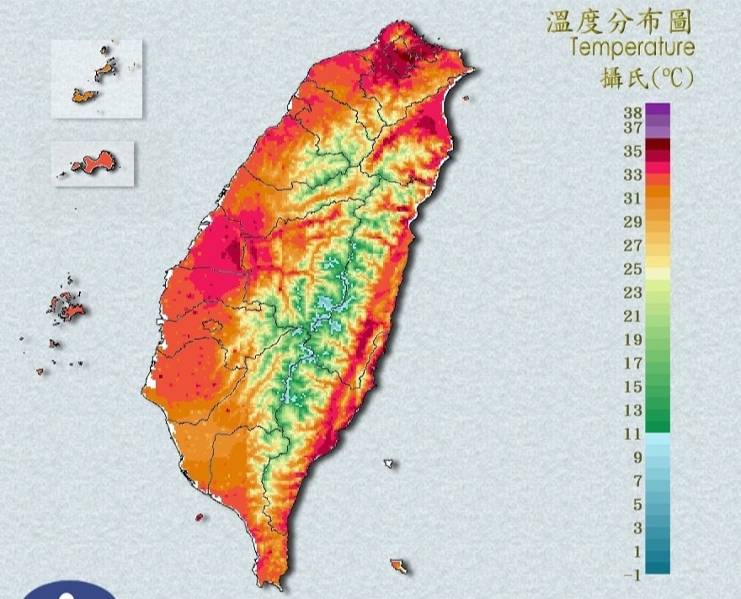 全台熱成「夯番薯」。(翻攝自中央氣象署官網)