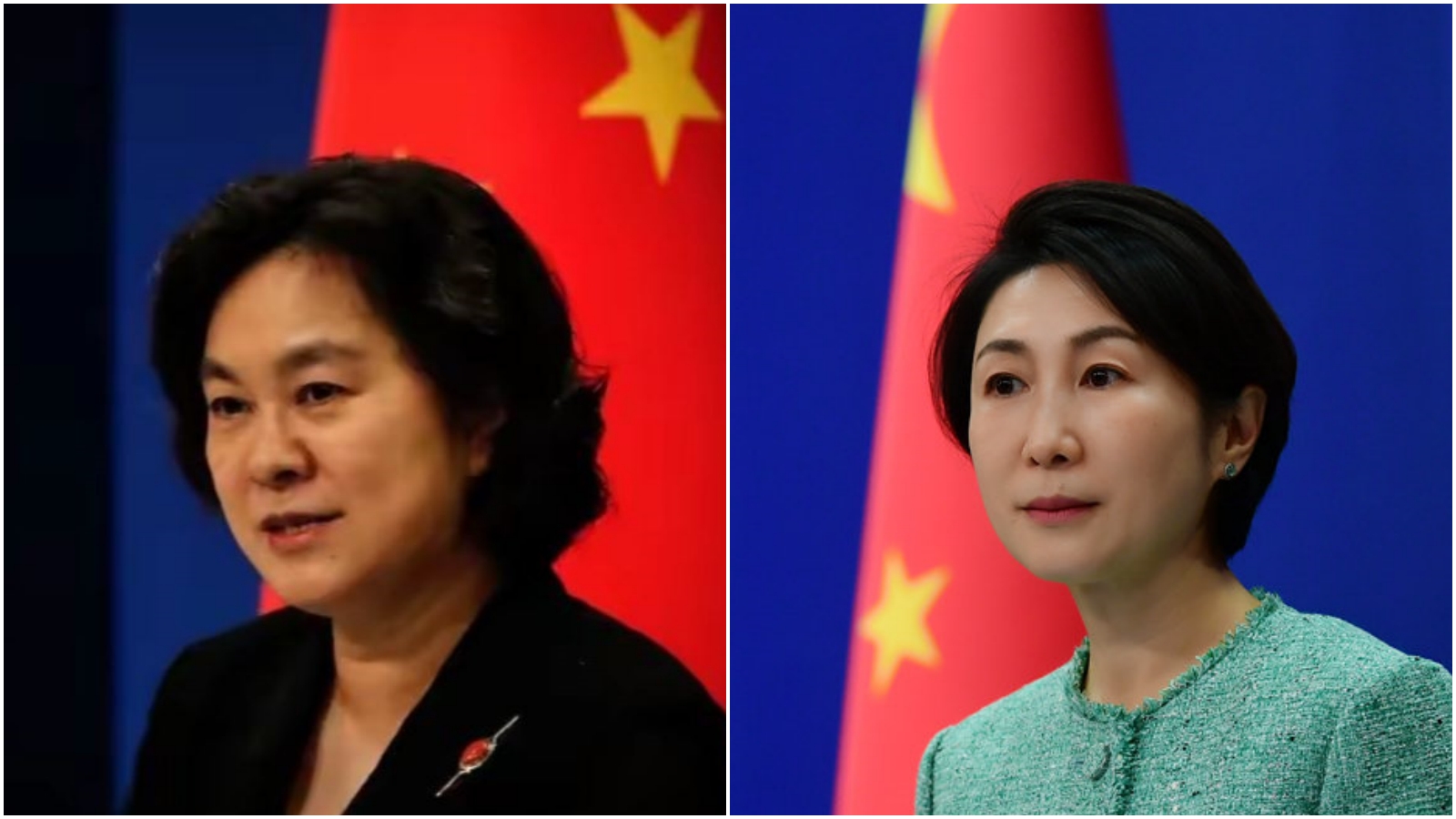 華春瑩（左）卸下中國外交部發言人身分，毛寧（右）接下新聞司司長一職。（翻攝微博）