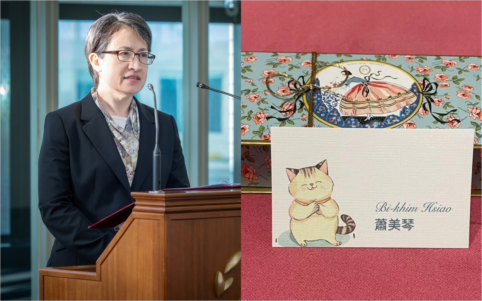 蕭美琴日前到歐洲議會出席IPAC峰會，回國後親筆寫了卡片感謝民眾黨立委陳昭姿。（翻攝自總統府Flickr／陳昭姿臉書）