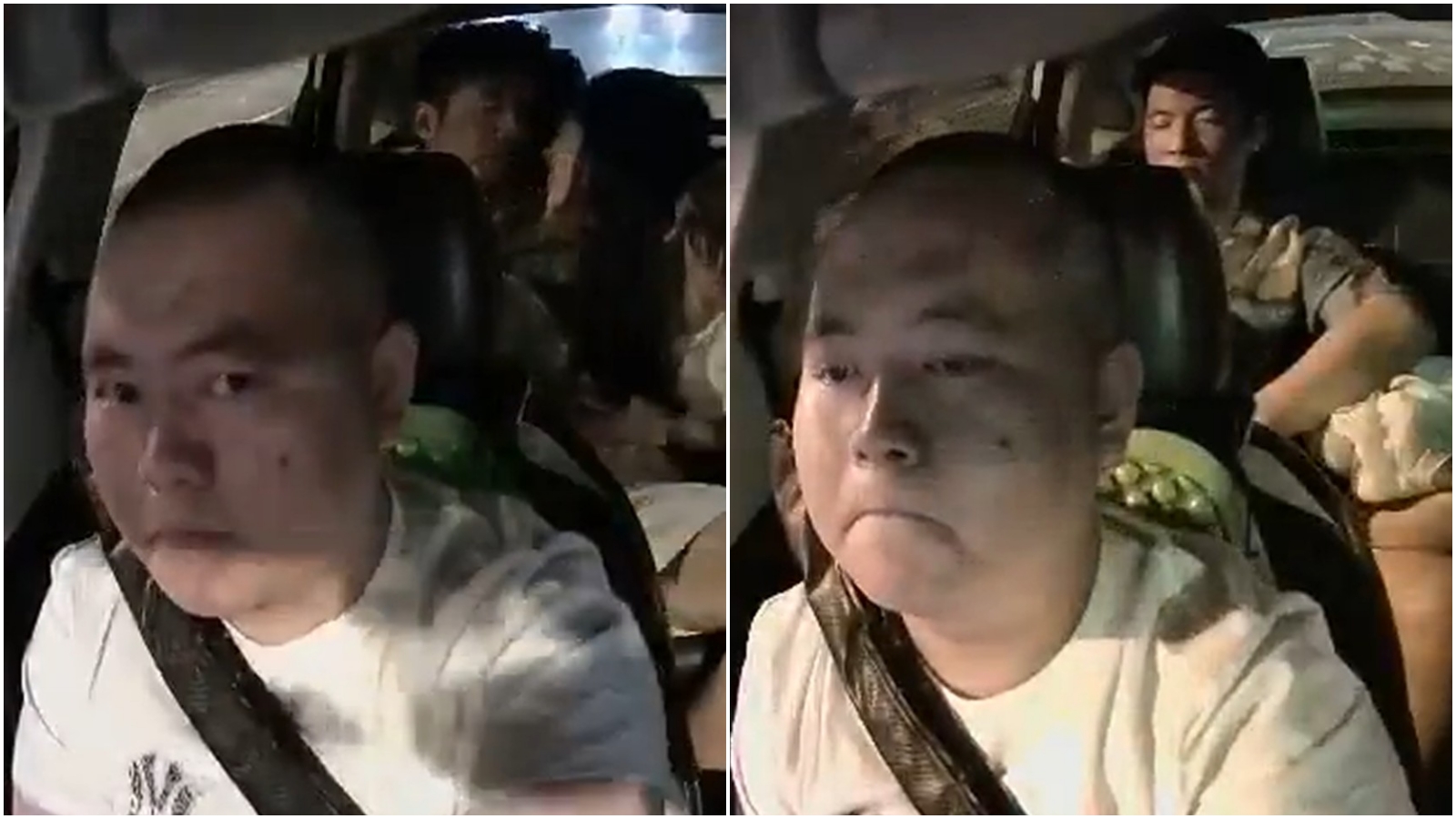 情侶在你儂我儂探索身體部位，司機一臉「生無可戀」。（翻攝X）