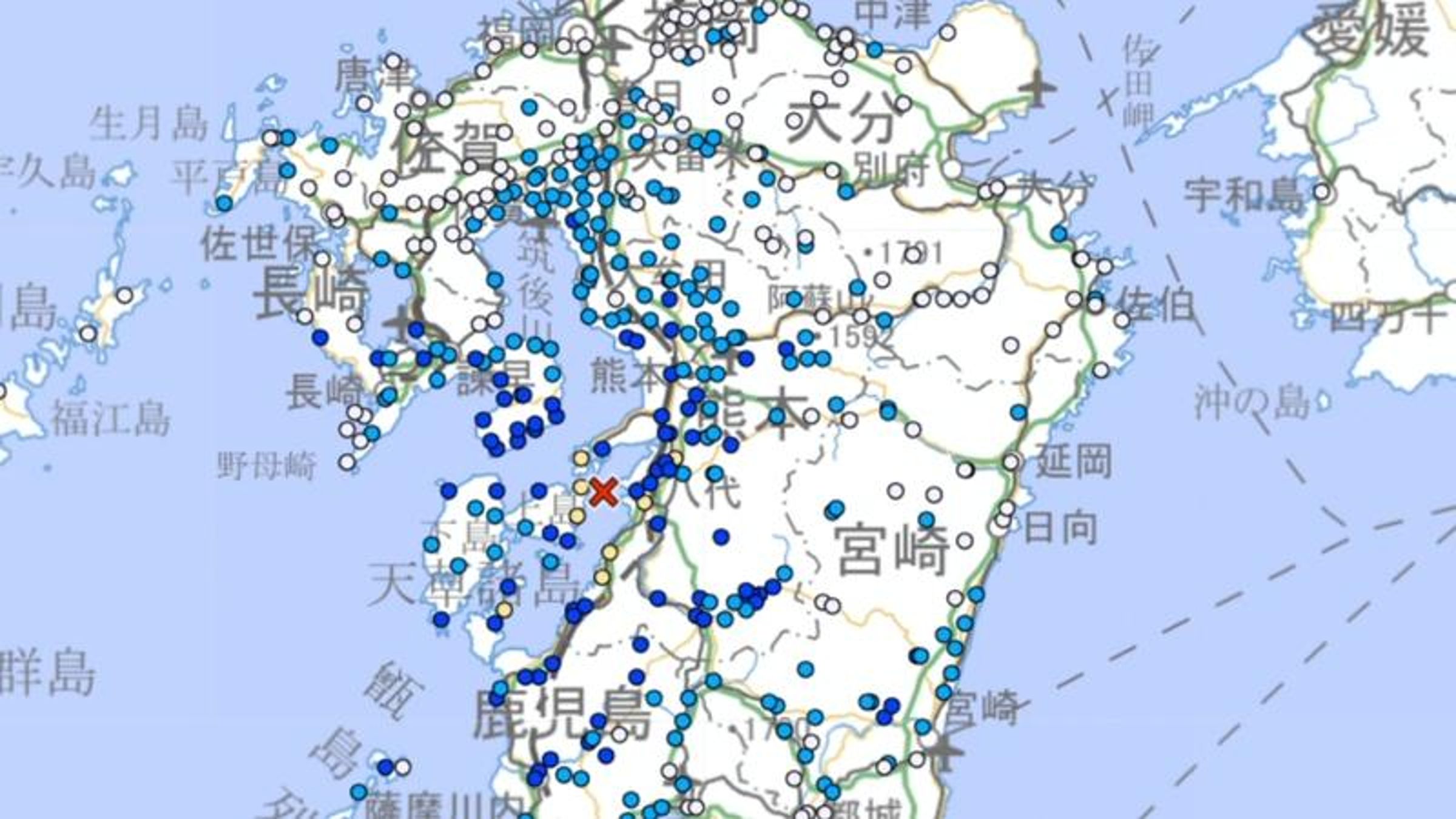 日本九州地區今(6日)上午發生規模5.1有感地震。(翻攝自日本氣象廳)