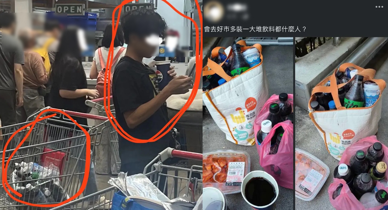 這名男子不認為自己用其他瓶子裝走飲料是偷飲料行為,發文反擊這是消費者權益。(翻攝Dcard)