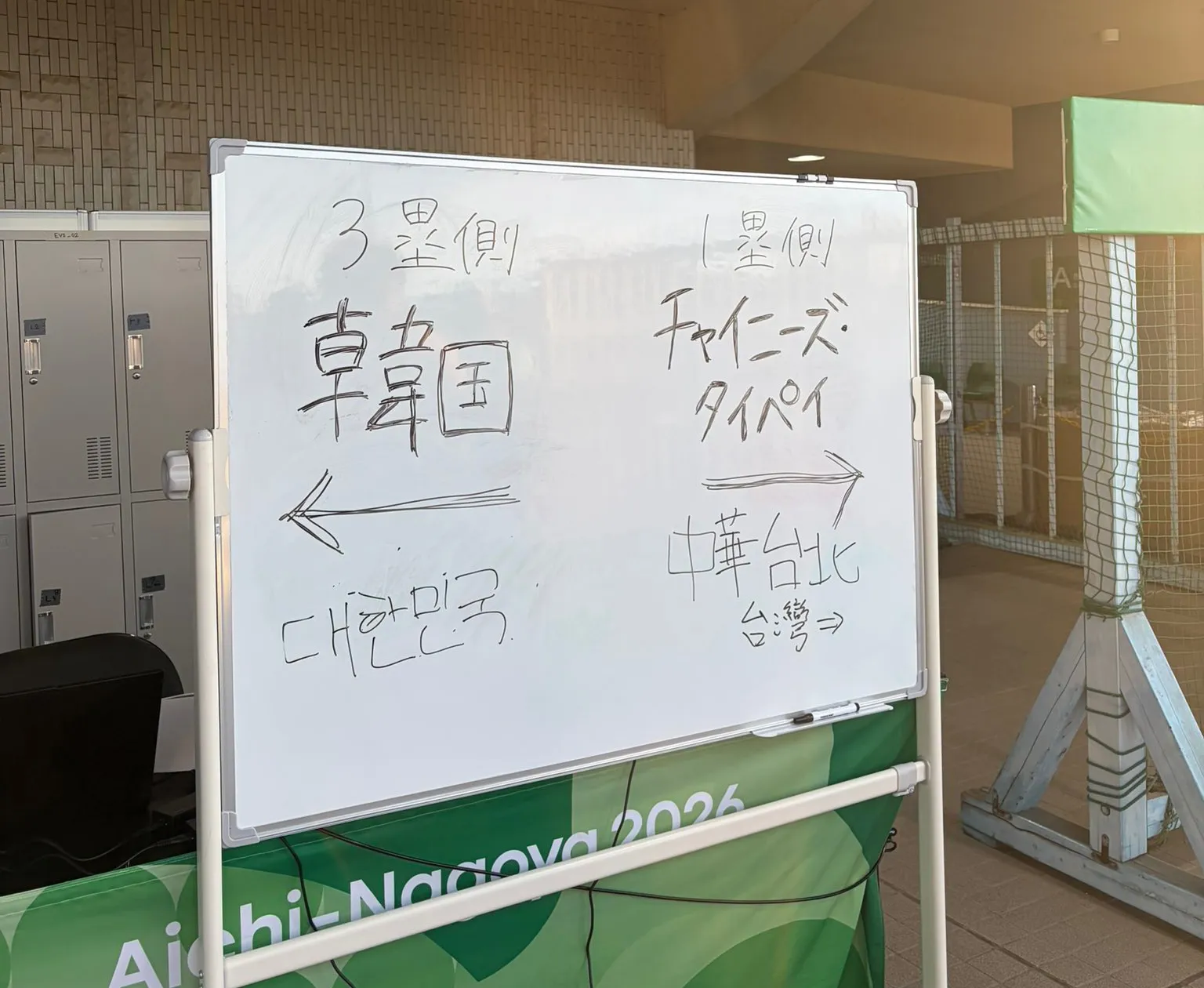 名古屋亞運／超陽春！棒球場「手寫看板」引導應援區　網諷：小學運動會都比這好