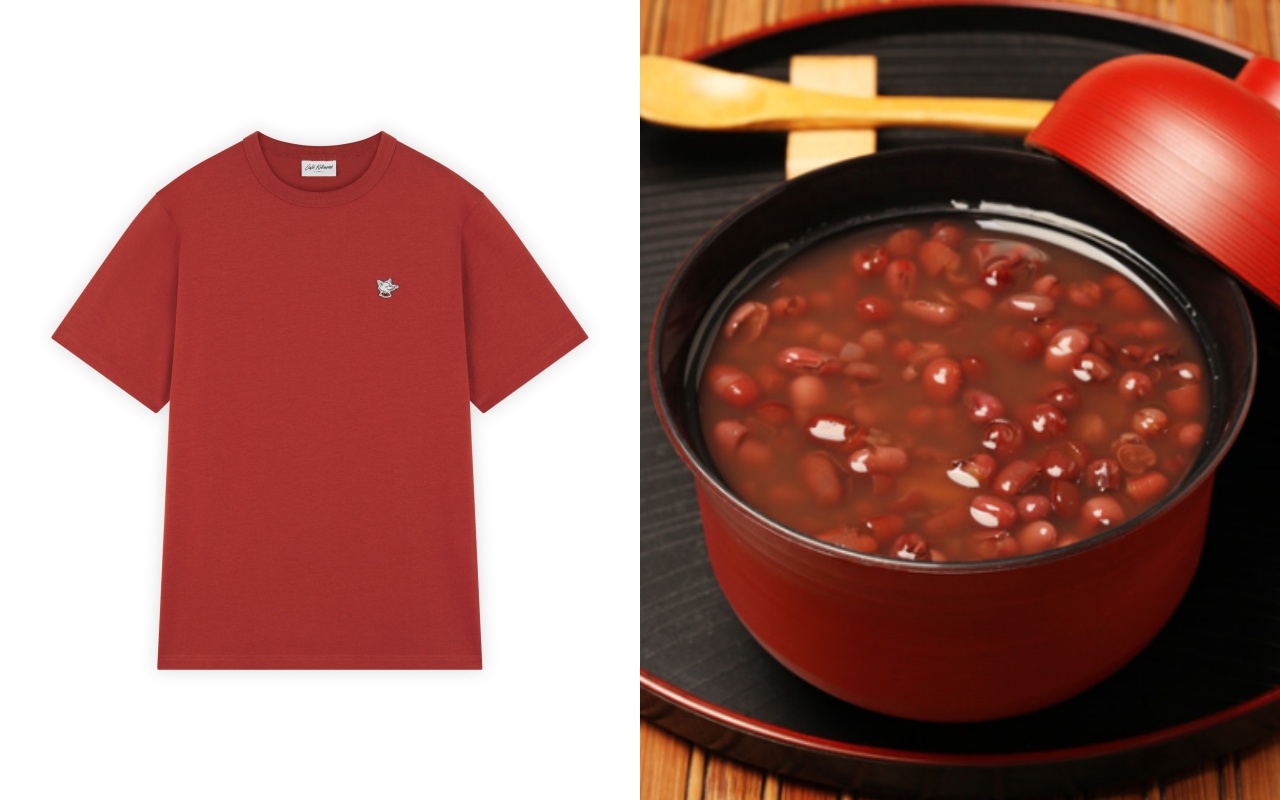 「紅豆紅」咖啡師狐狸頭Logo寬版短TEE。NT$3,700（Cafe Kitsuné提供）