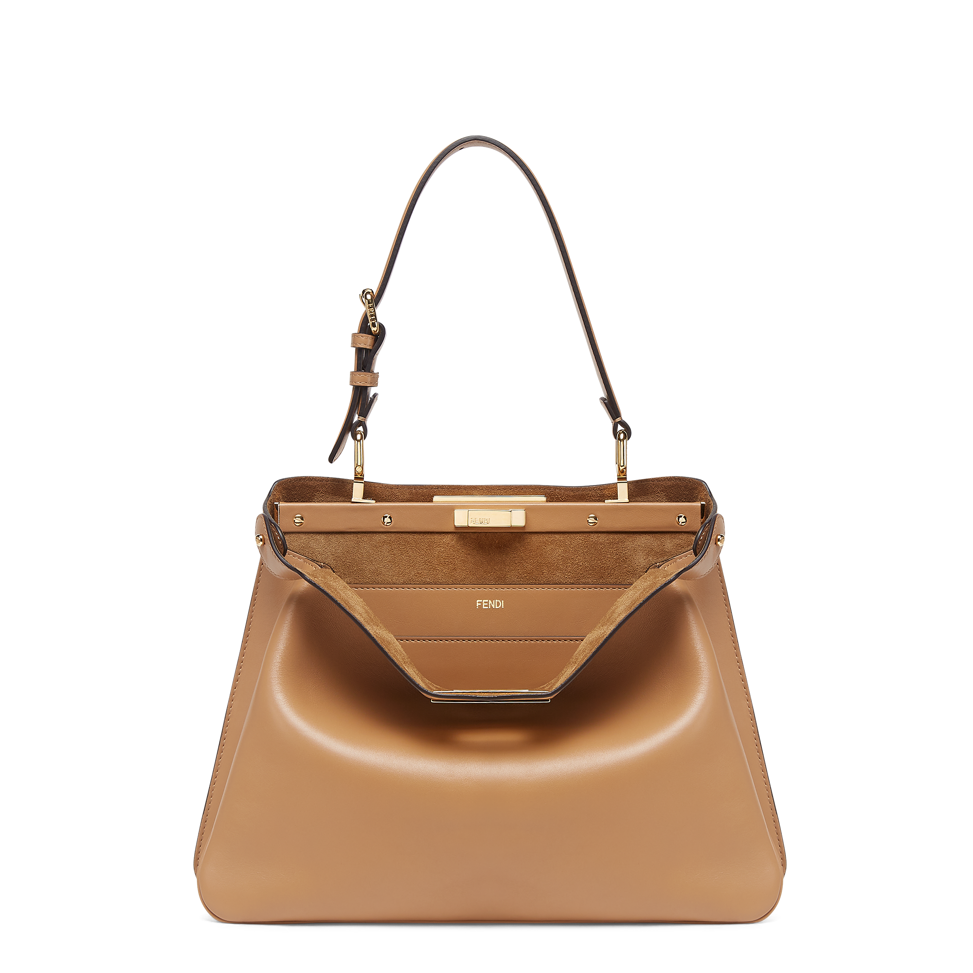 卡布奇諾色中型Peekaboo Soft包款。NT$ 180,000(FENDI提供)