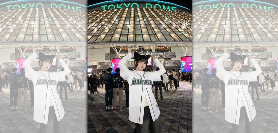 籃籃到東京巨蛋應援台灣隊。（樂天桃猿提供）