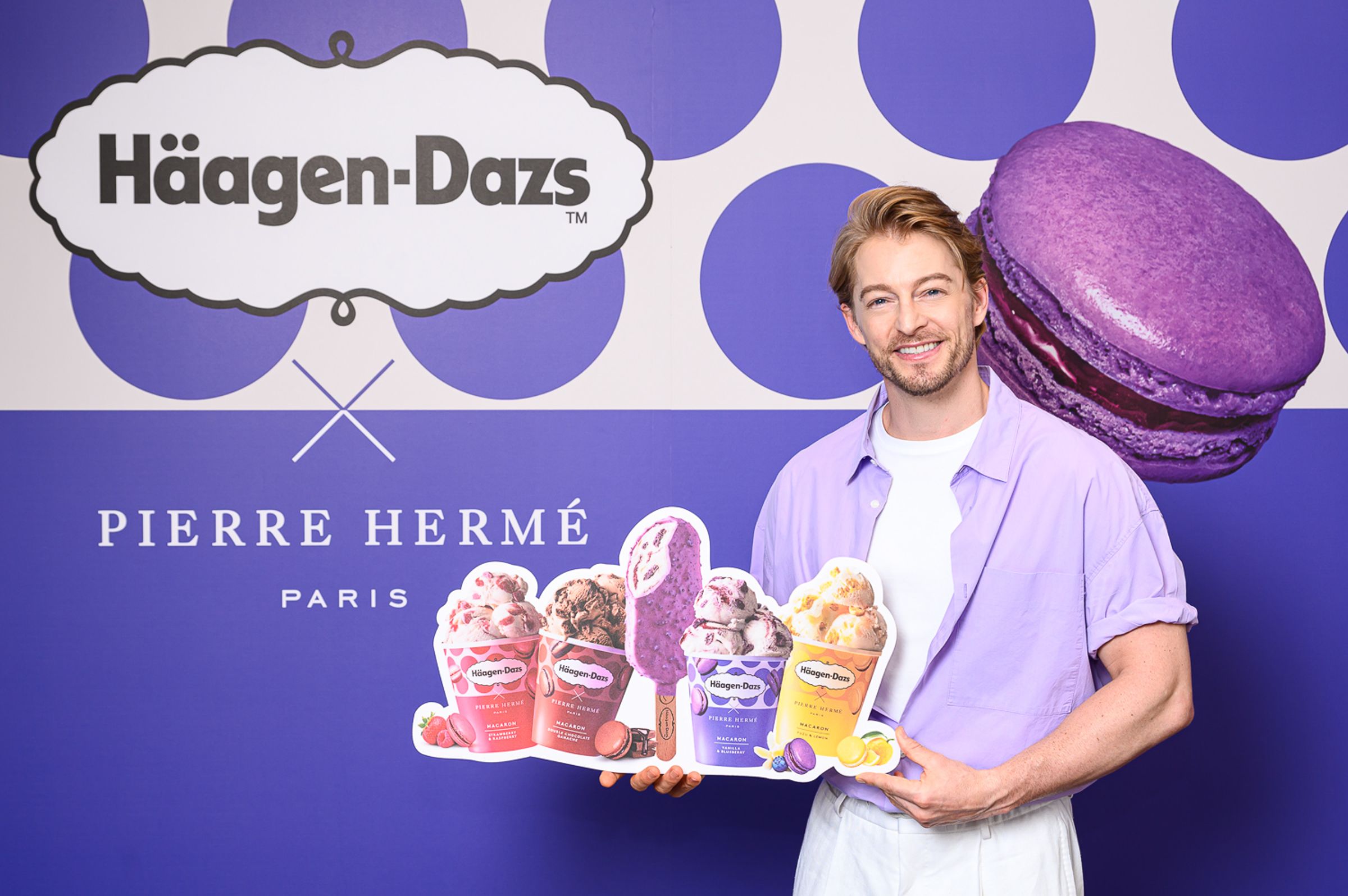 法籍男星法比歐,法國人身分和品牌形象不謀而合。(Häagen-Dazs提供)