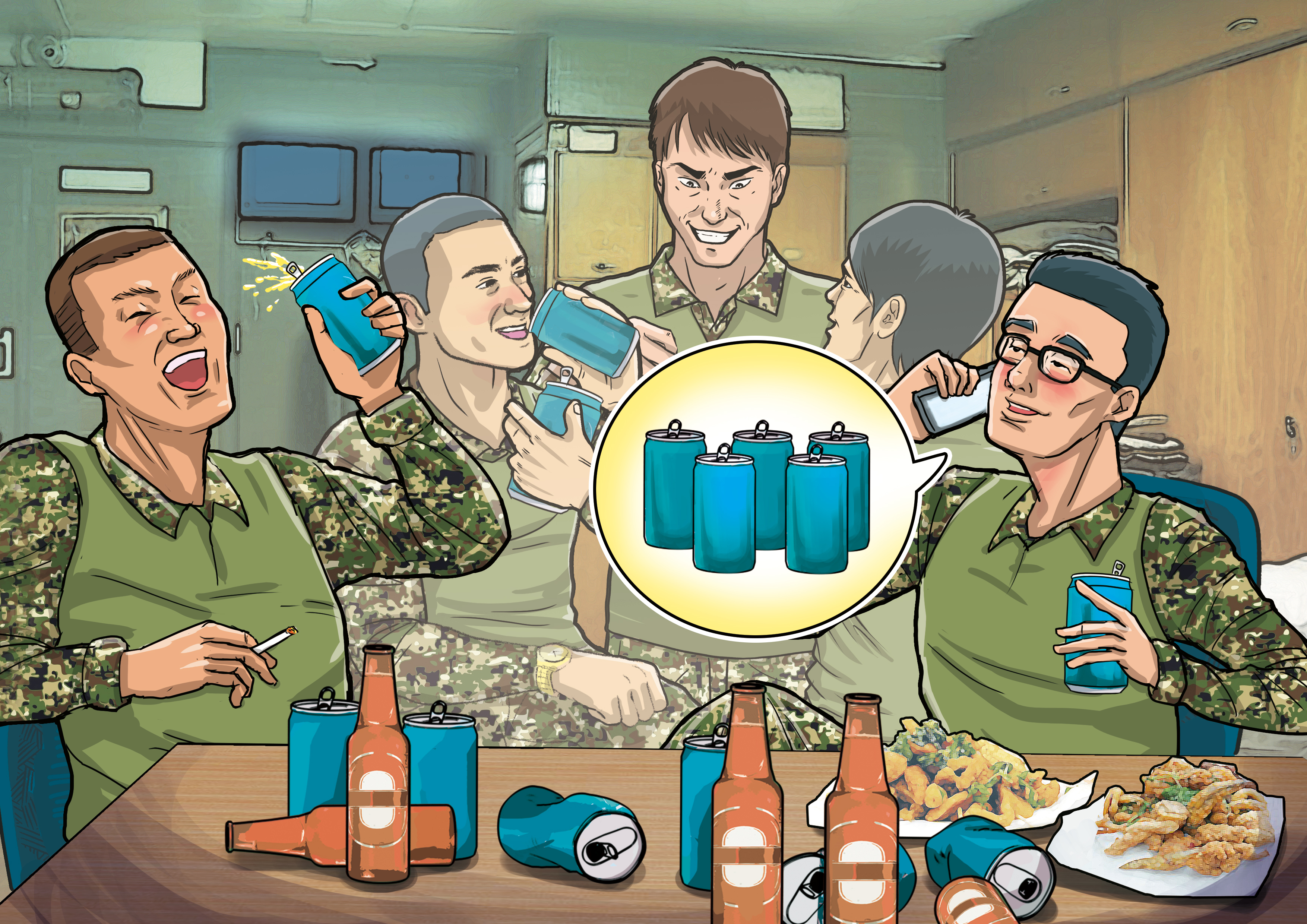 李姓新兵發生意外時，分隊內其他士官兵正在飲酒作樂。