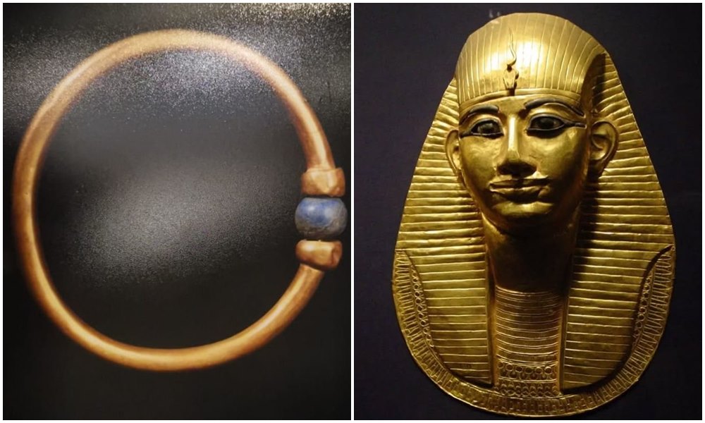 法老阿蒙艾莫佩（右）的黃金手鐲（左）驚傳不翼而飛。（翻攝Ministry of Tourism and Antiquities臉書、X@Ancient_Egypt_X）