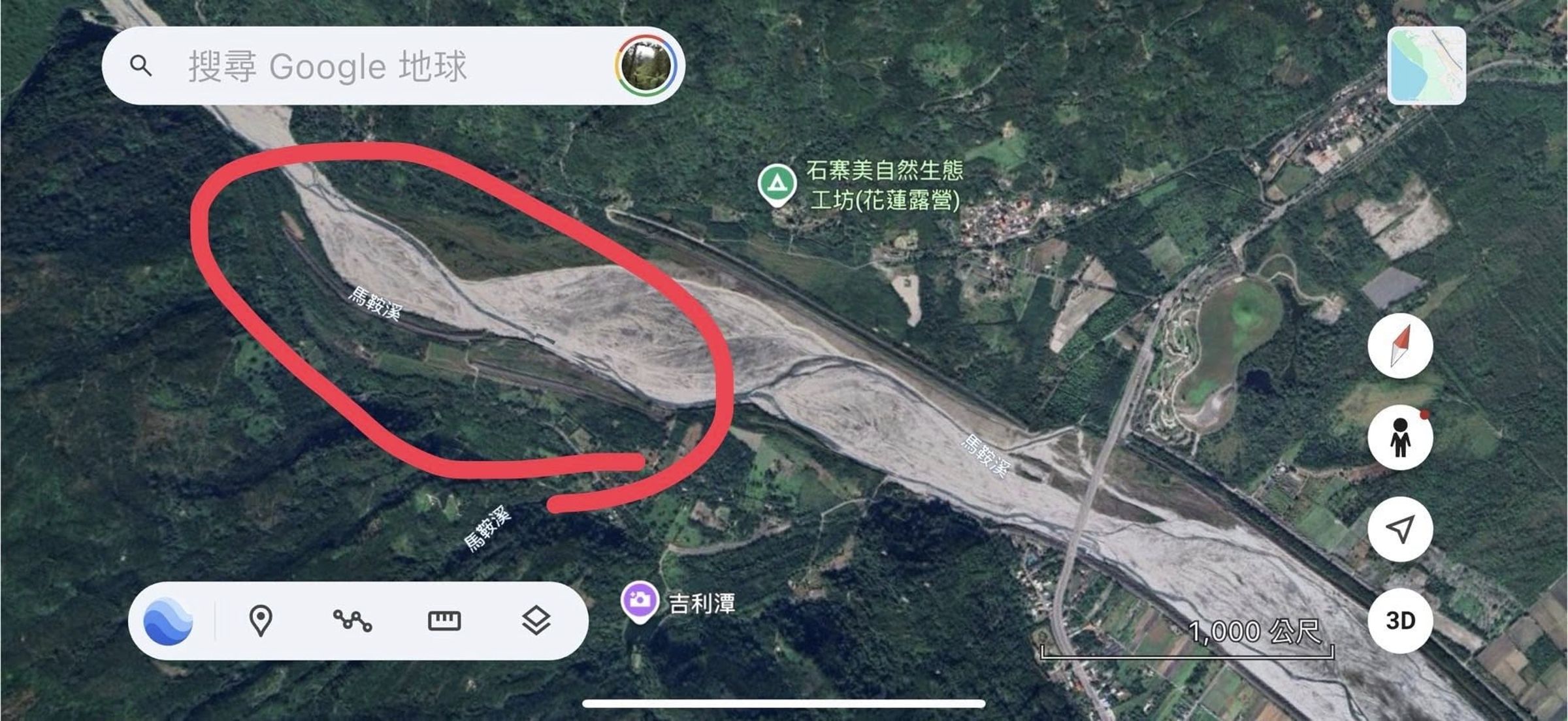 花蓮馬太鞍溪「新堰塞湖」預計在24小時內溢流。(翻攝自臉書@光復鄉公所)